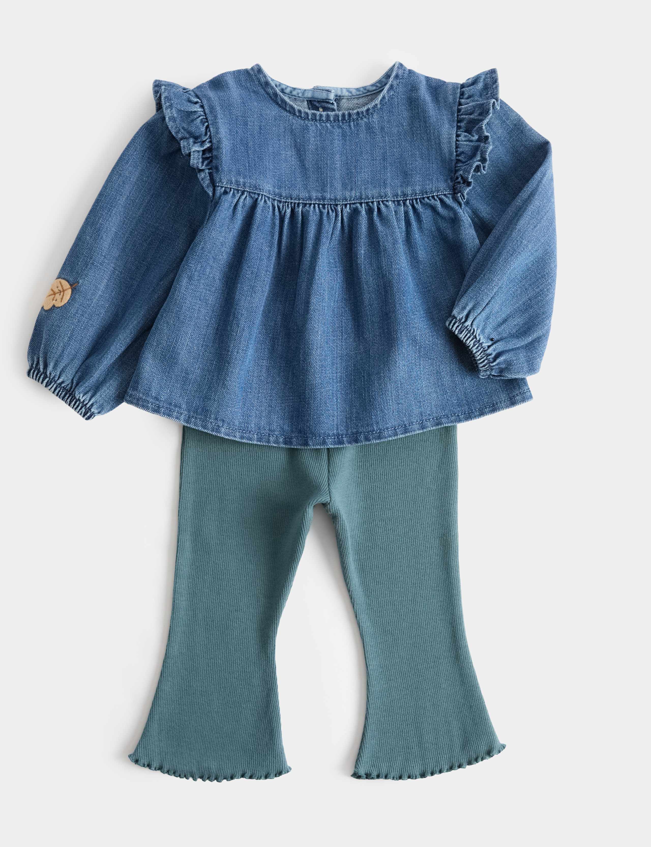 2 Piece Cotton Rich Blouse & Kickflare Leggings Outfit (0 Mths-5 Yrs) 1 of 3