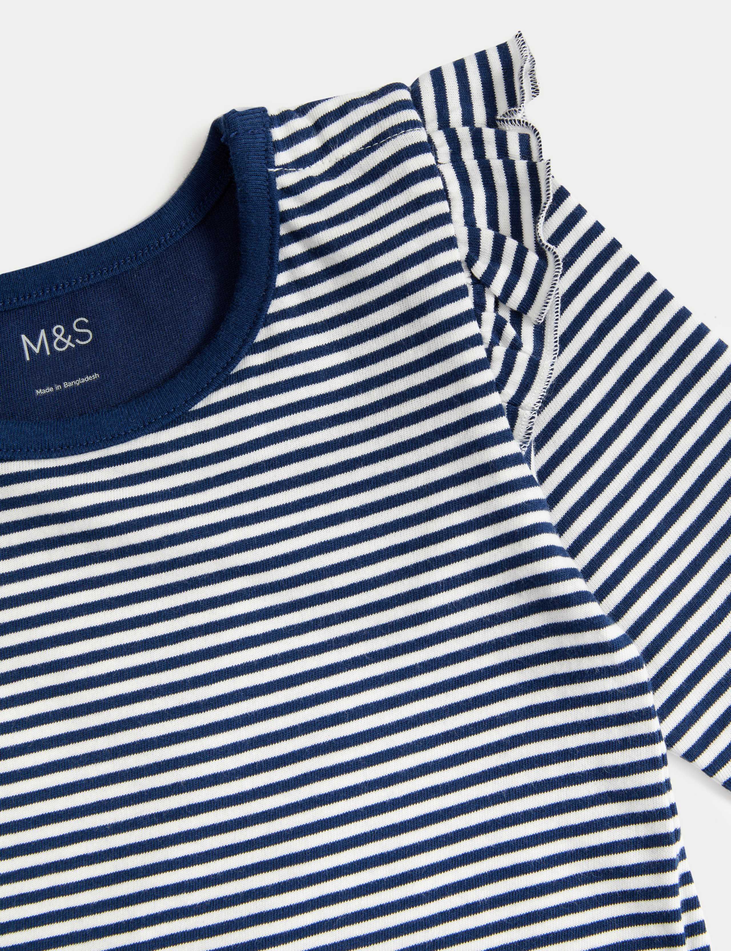 5pk Pure Cotton Striped & Plain Tops (0-3 Yrs) 4 of 4