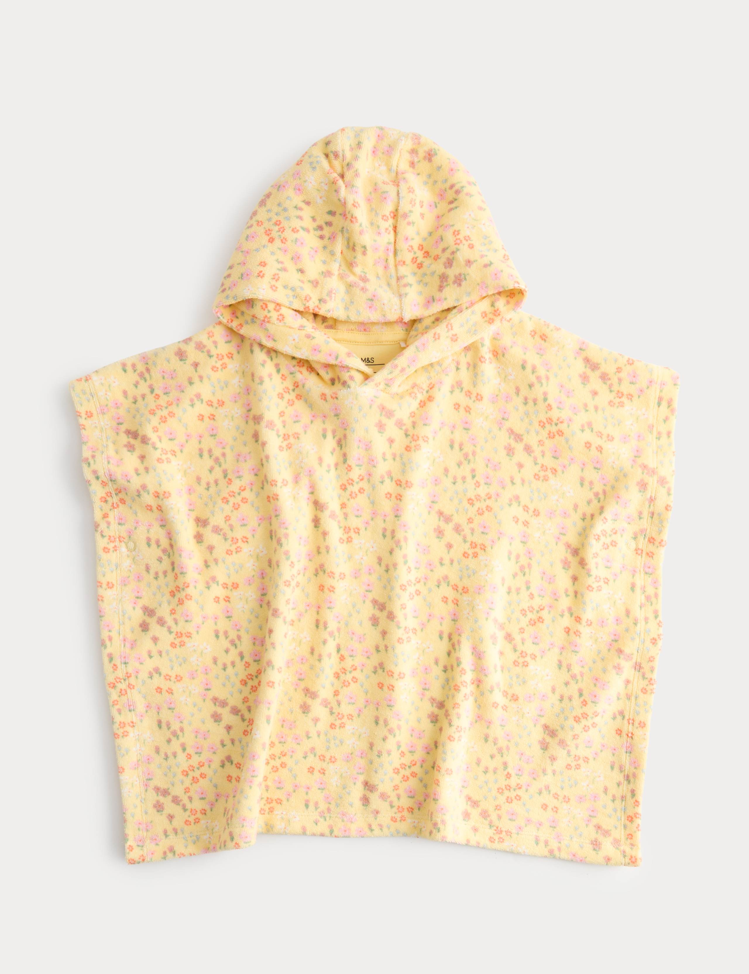 Pure Cotton Ditsy Floral Towel Poncho (0-3 Yrs) 1 of 3