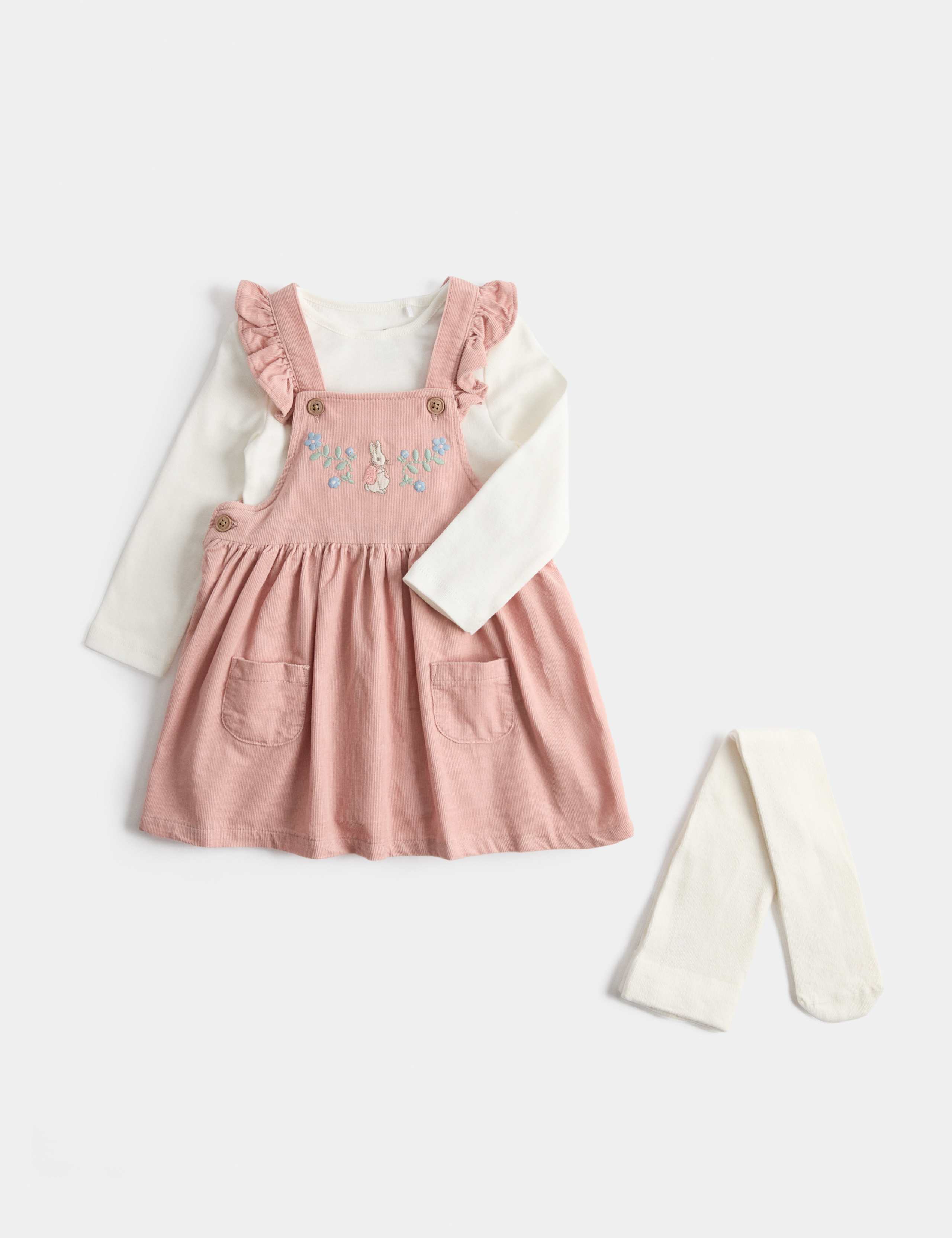 3 Piece Cotton Rich Dresses with Tights (0-3 Yrs) 1 of 3
