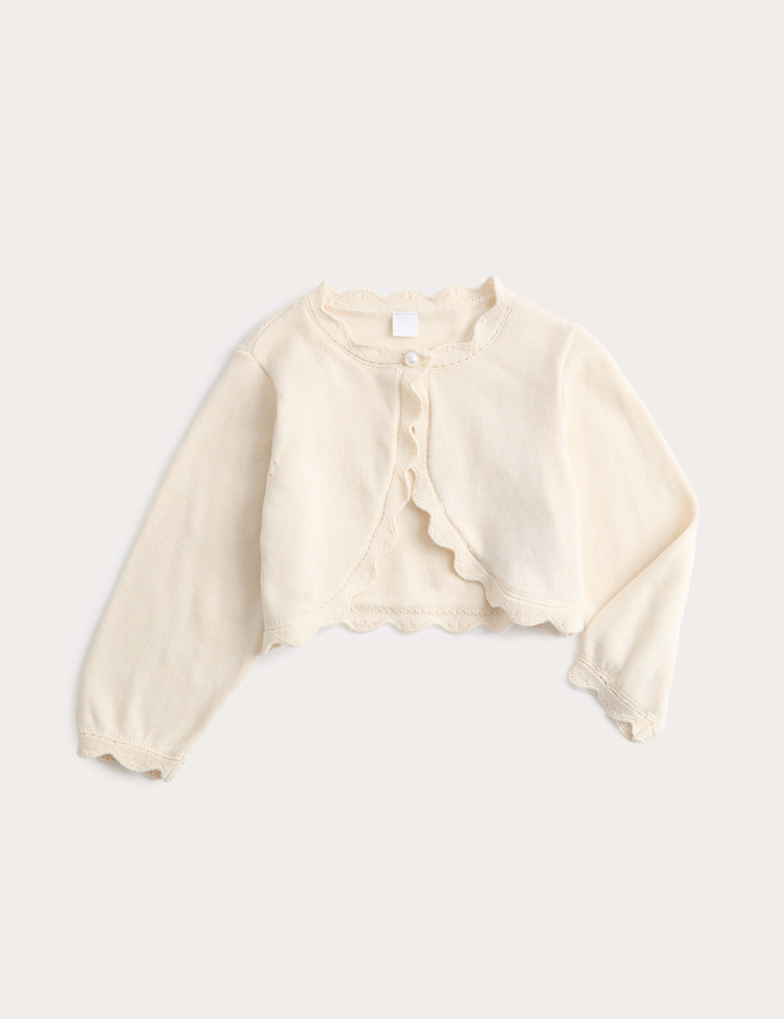 Pure Cotton Scallop Edge Cardigan (0-3 Years) 1 of 1