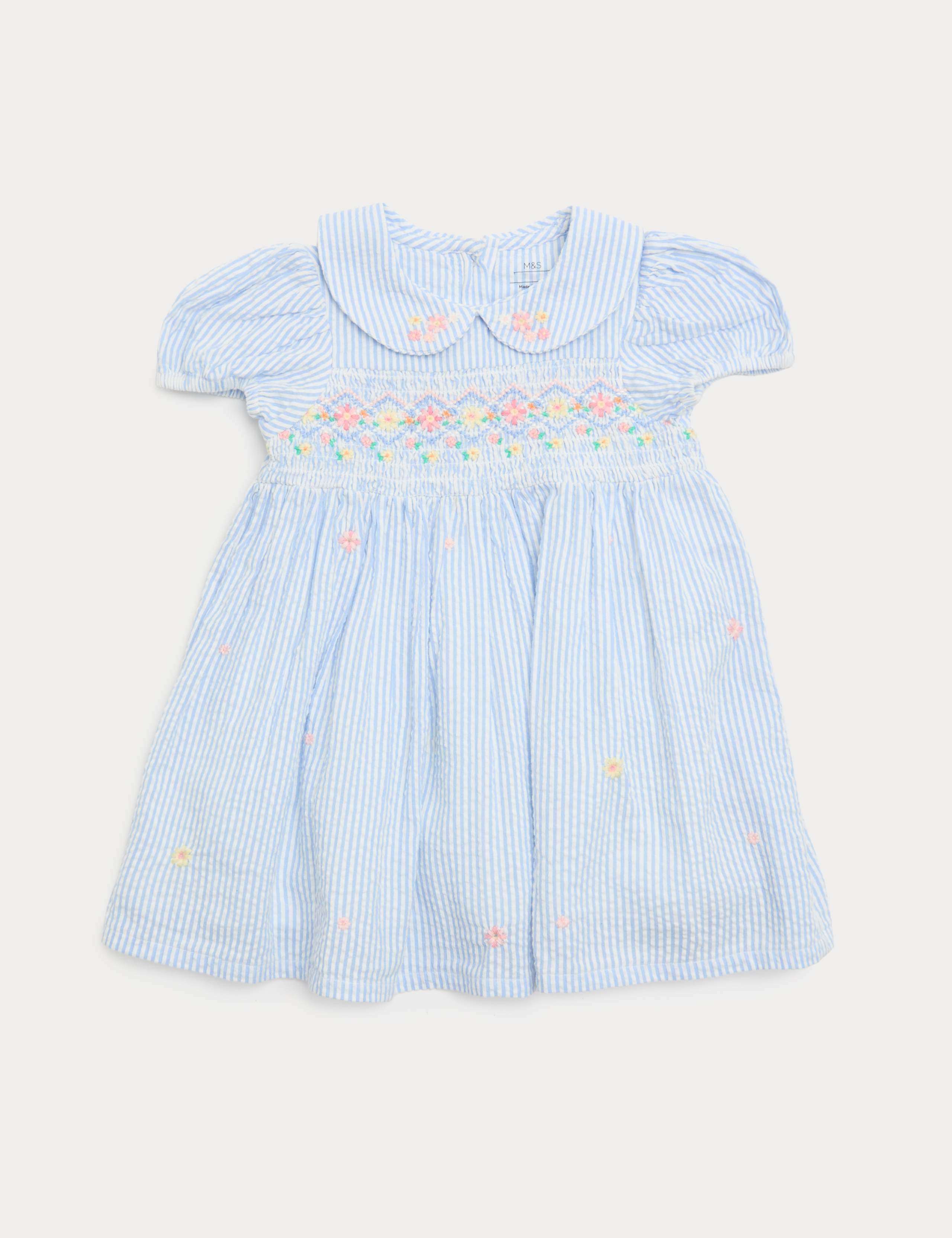 Pure Cotton Smock Dress with Knickers (0-3 Yrs) 2 of 4