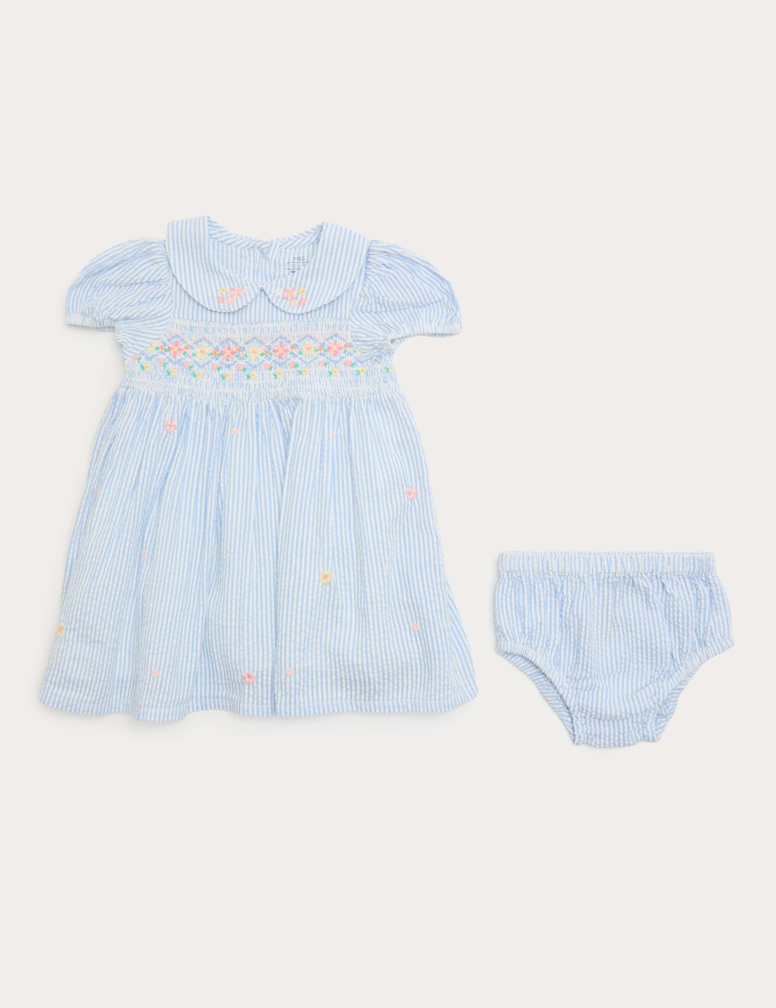 Pure Cotton Smock Dress with Knickers (0-3 Years) 1 of 2