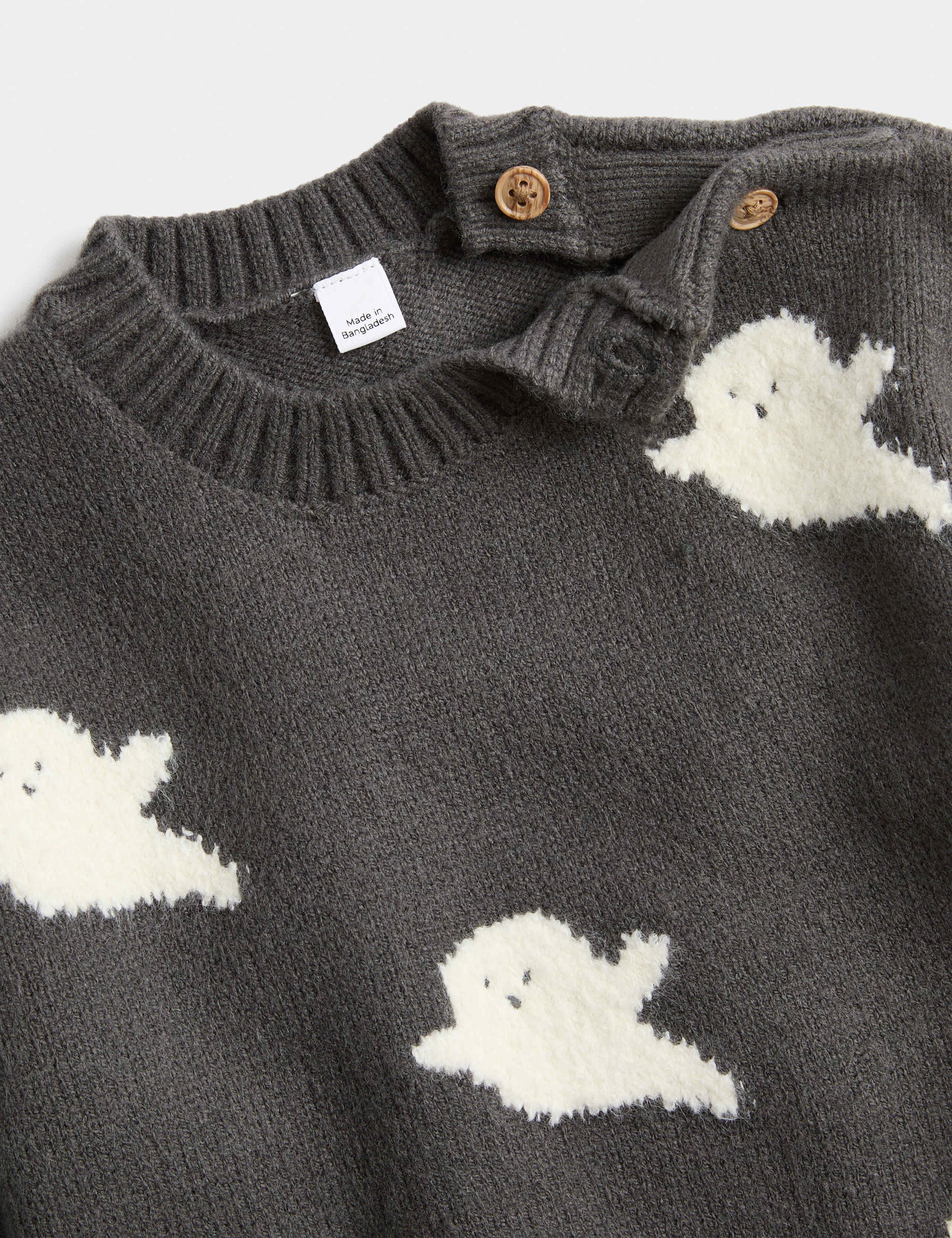 Cotton Rich Halloween Ghost Knitted Jumper (0-5 Yrs) 2 of 2