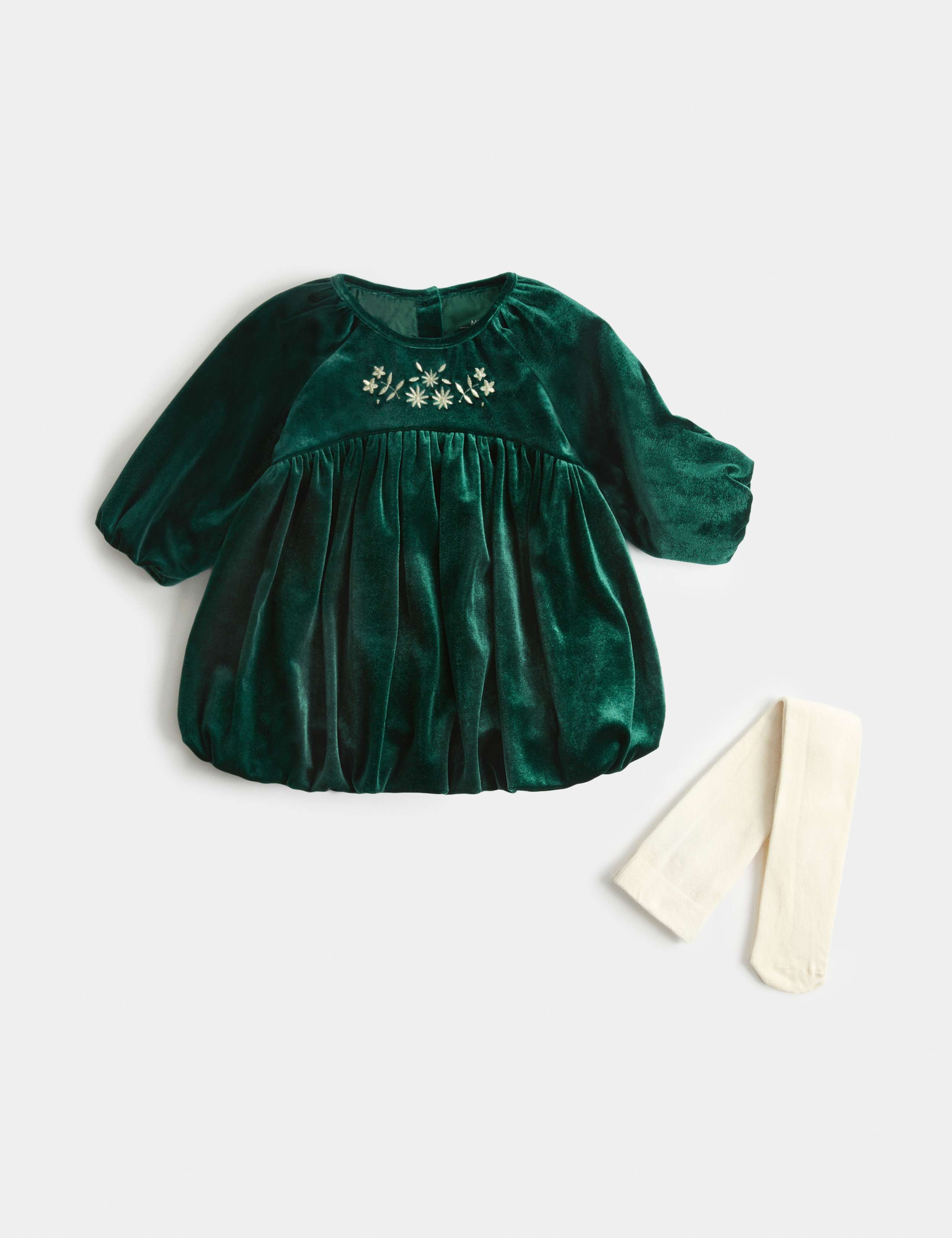 Puff Sleeve Velvet Dress (0-5 Yrs) 1 of 2