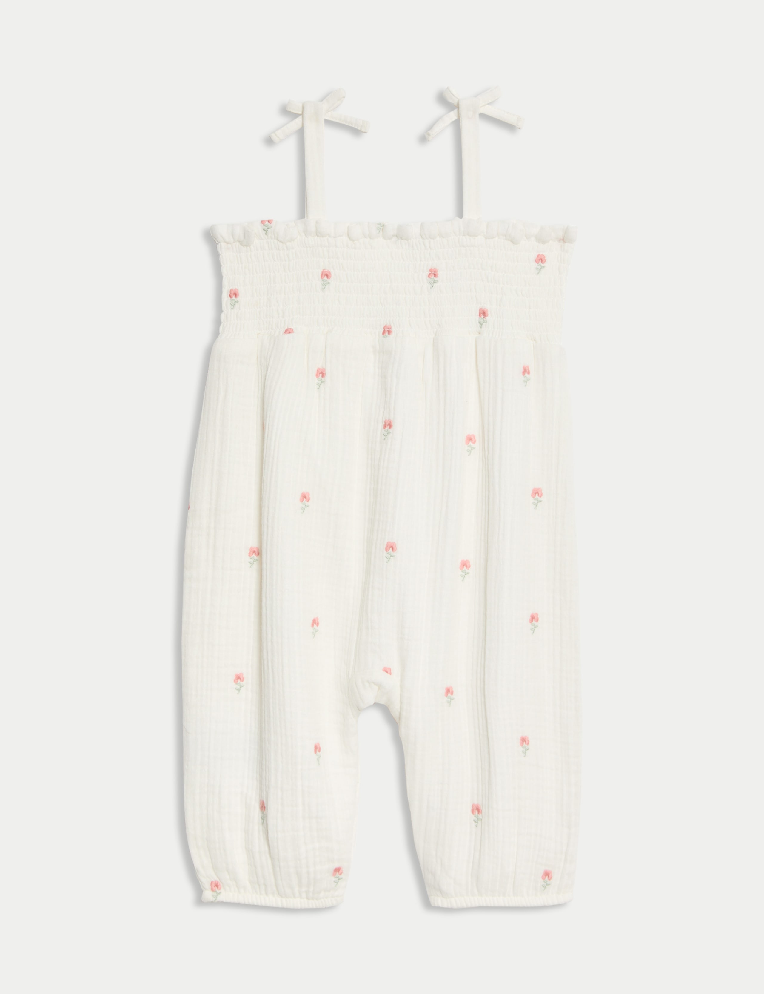 Pure Cotton Floral Romper with Bow Straps (0 Mths-3 Yrs) 2 of 3