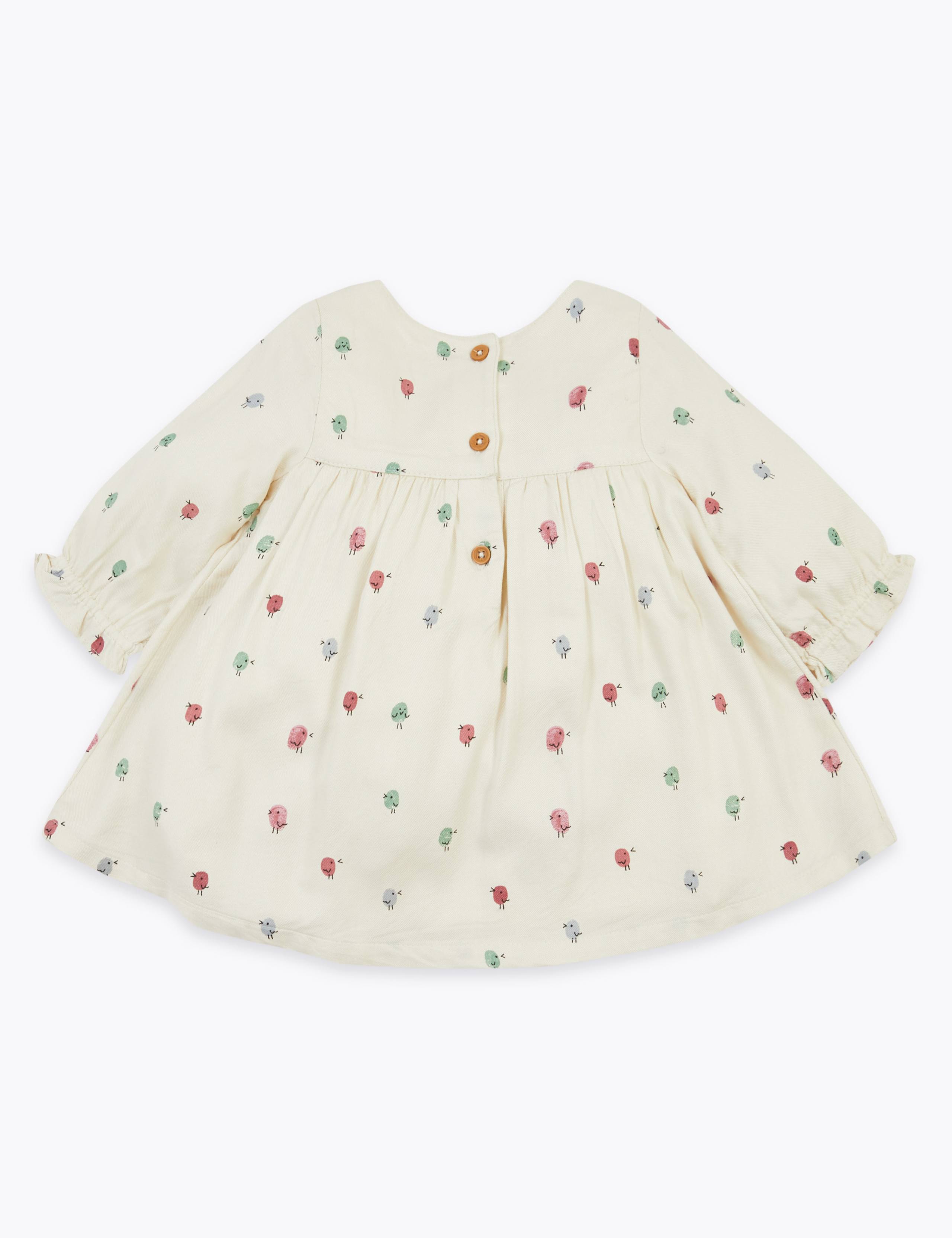 2 Piece Bird Print Dress & Tights Outfit (0-3 Yrs) 3 of 5