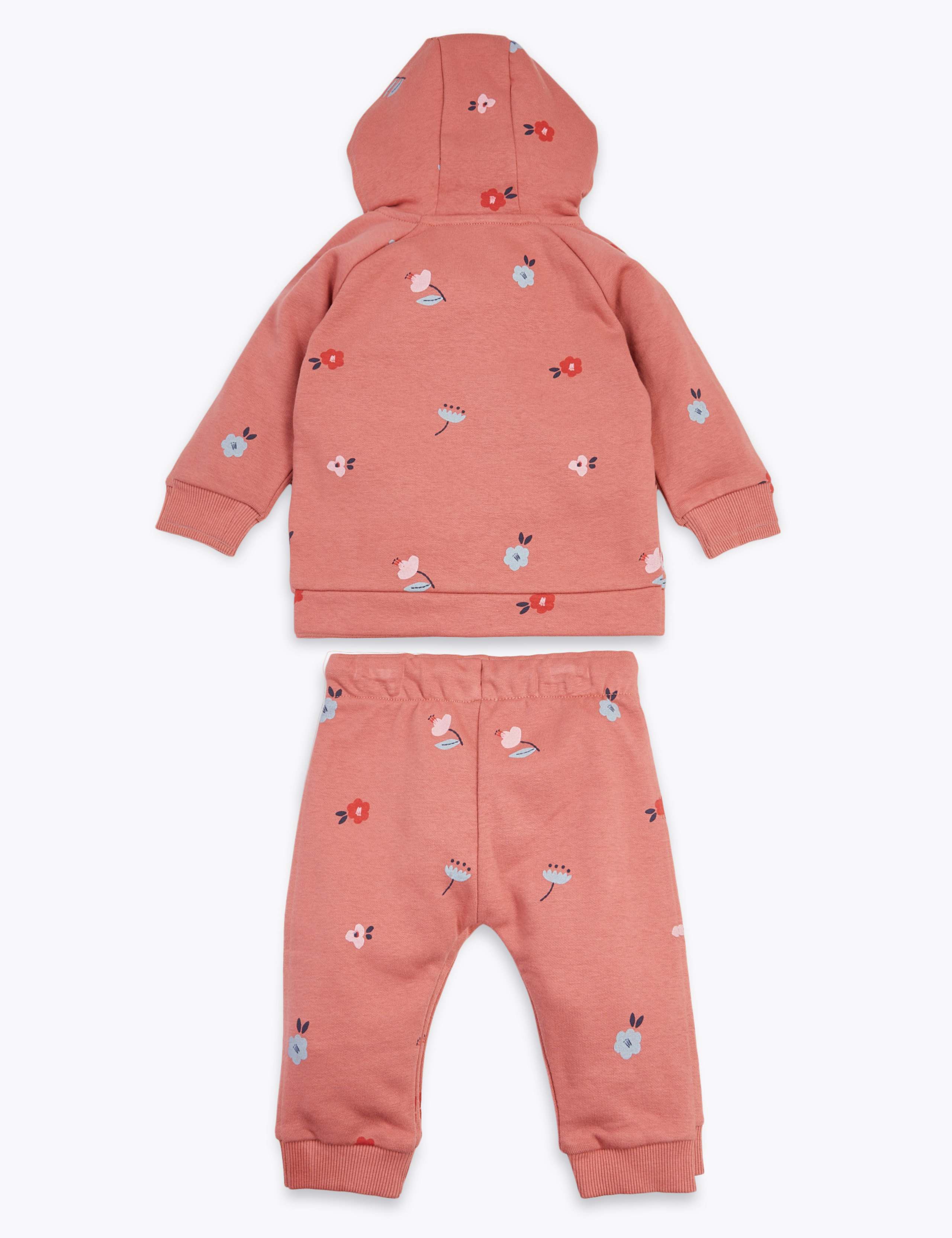2 Piece Cotton Floral Tracksuit (0-3 Years) 2 of 5