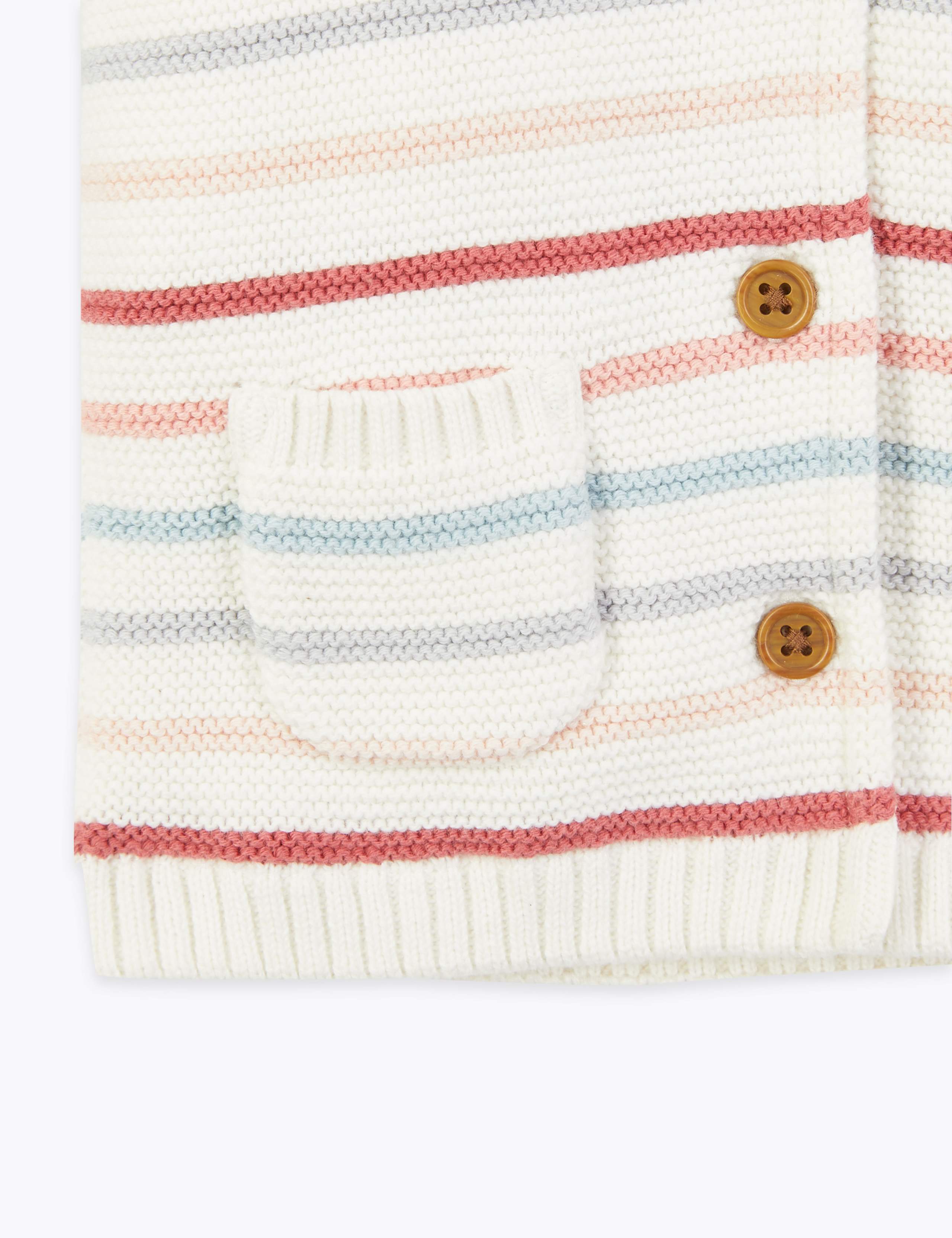 Cotton Striped Hooded Cardigan 3 of 3