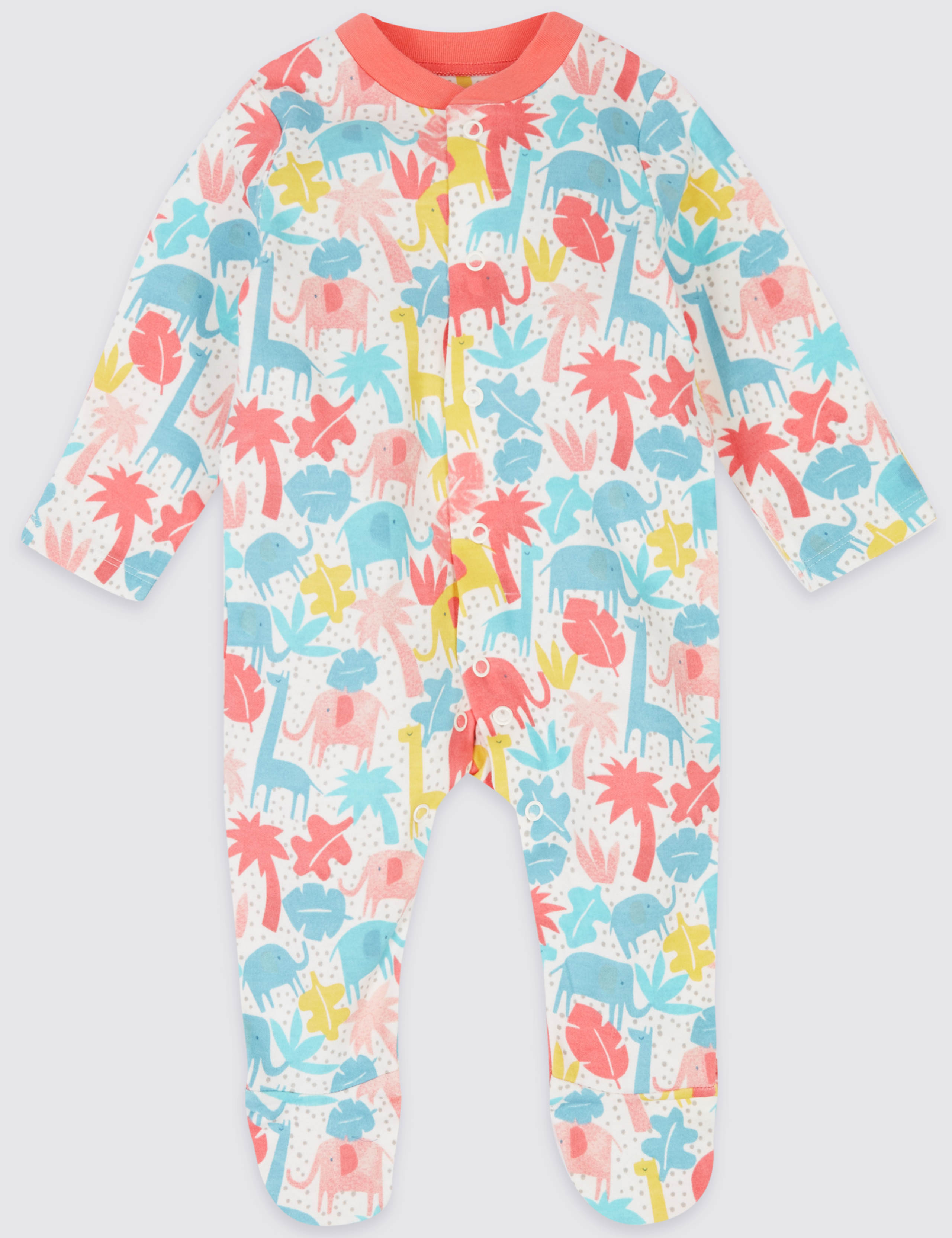 2 Pack Embroidered Pure Cotton Sleepsuits 3 of 8