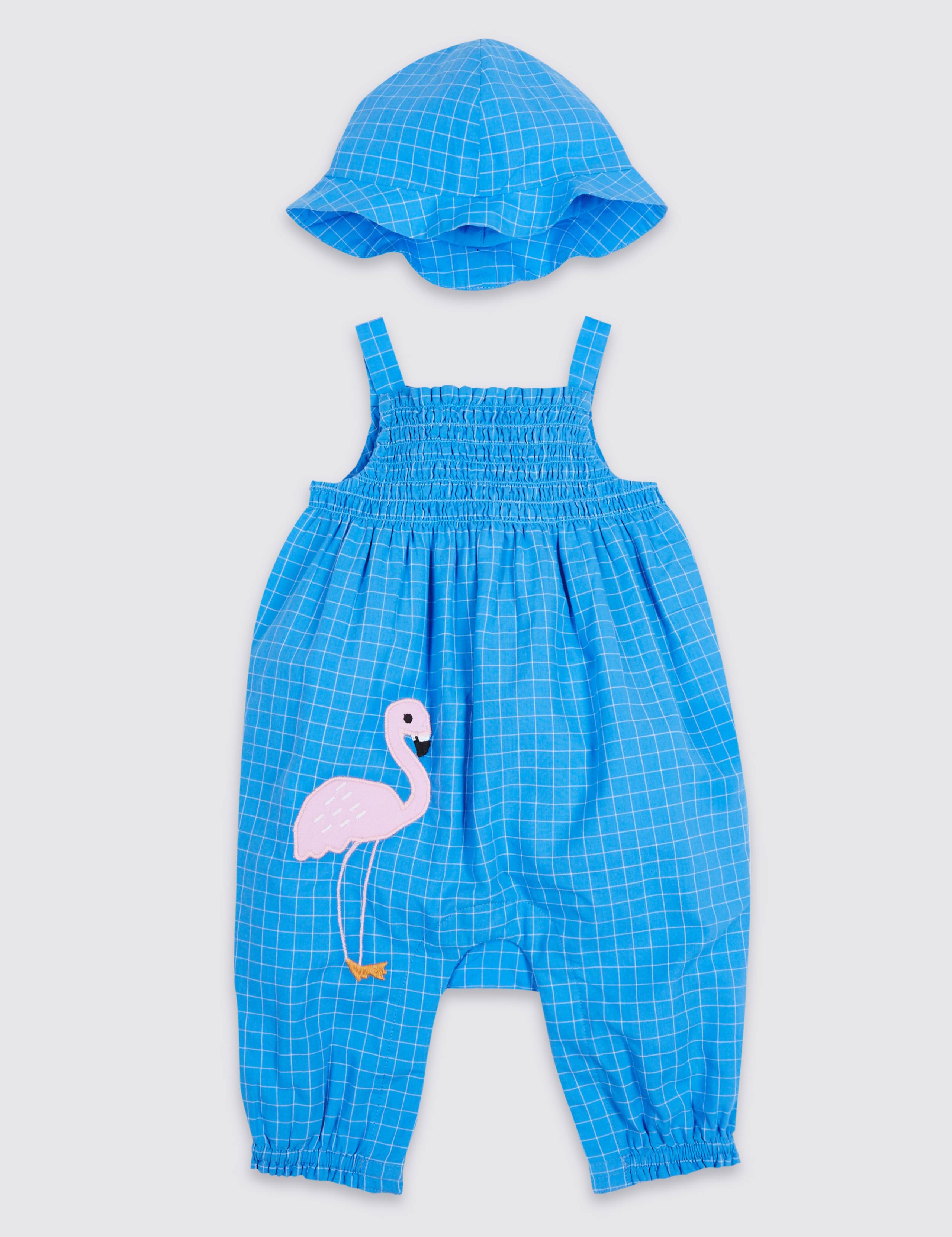 Pure Cotton Woven Flamingo Romper 1 of 6