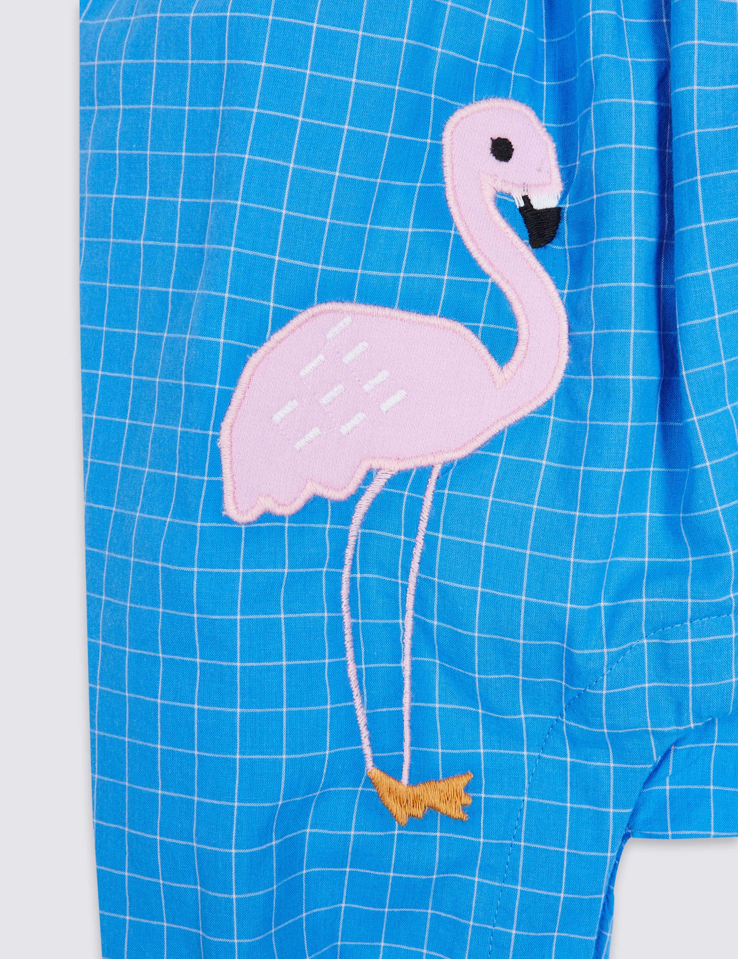 Pure Cotton Woven Flamingo Romper 4 of 6