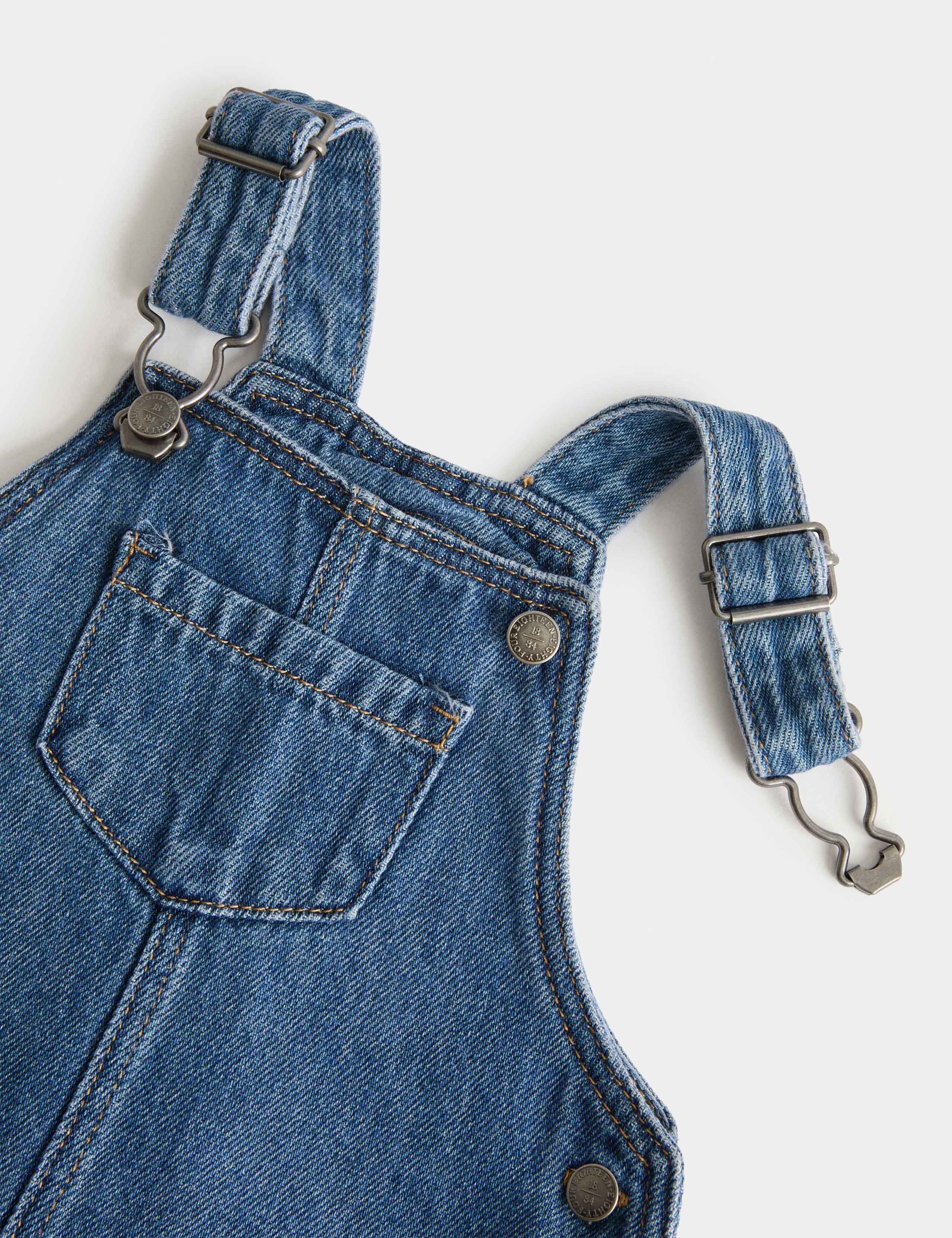 3 Piece Cotton Denim Pinny Outfit with Tights (0-3 Yrs) 2 of 3