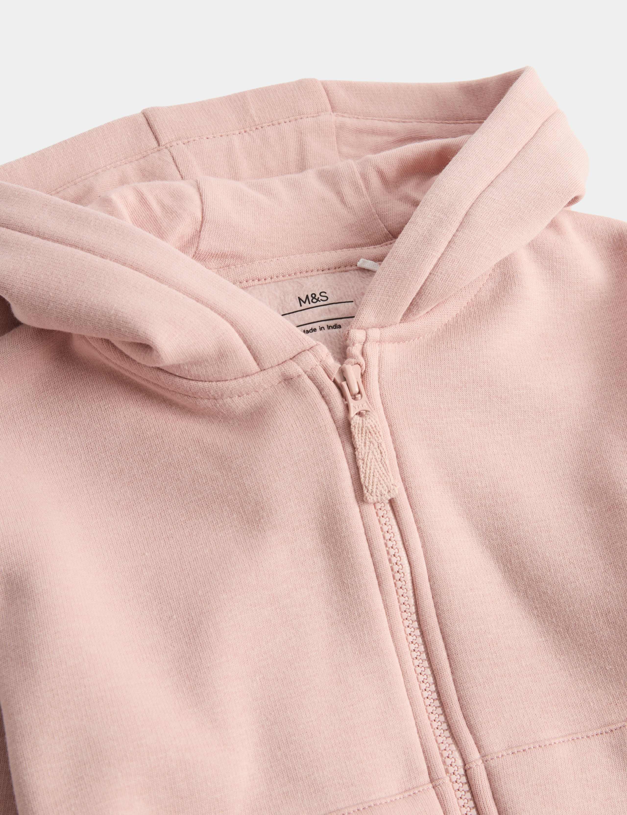 Cotton Blend Plain Zip Hoodie (0-3 Yrs) 2 of 3