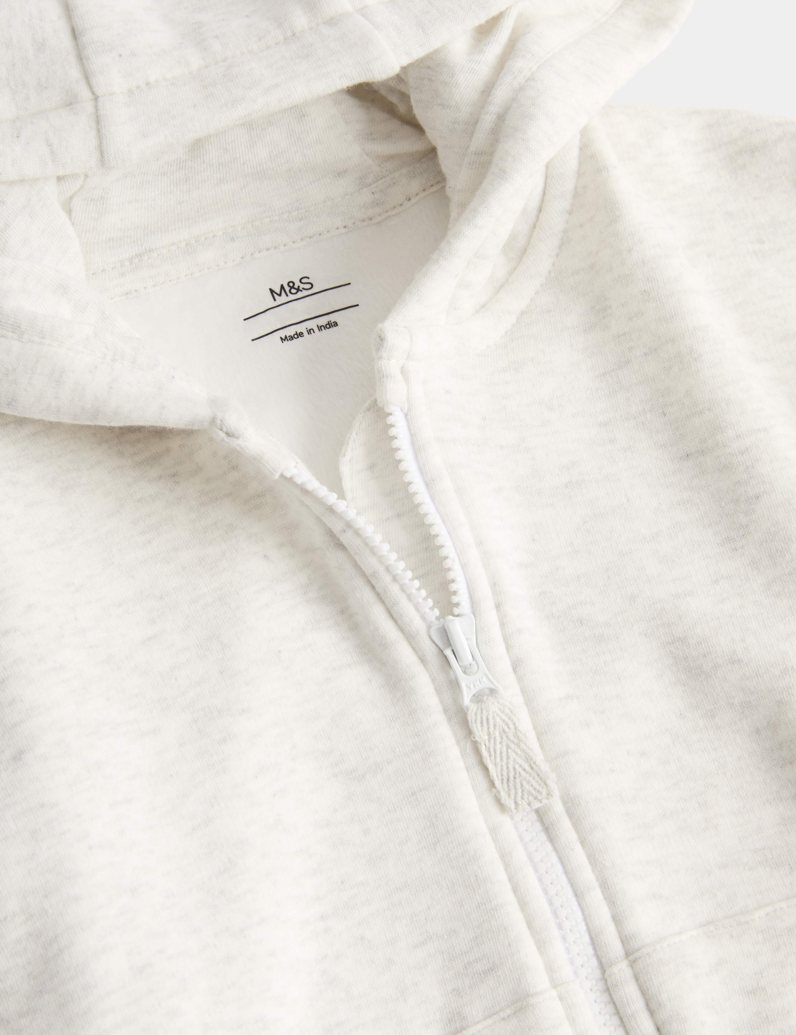 Cotton Blend Plain Zip Hoodie (0-3 Yrs) 2 of 2