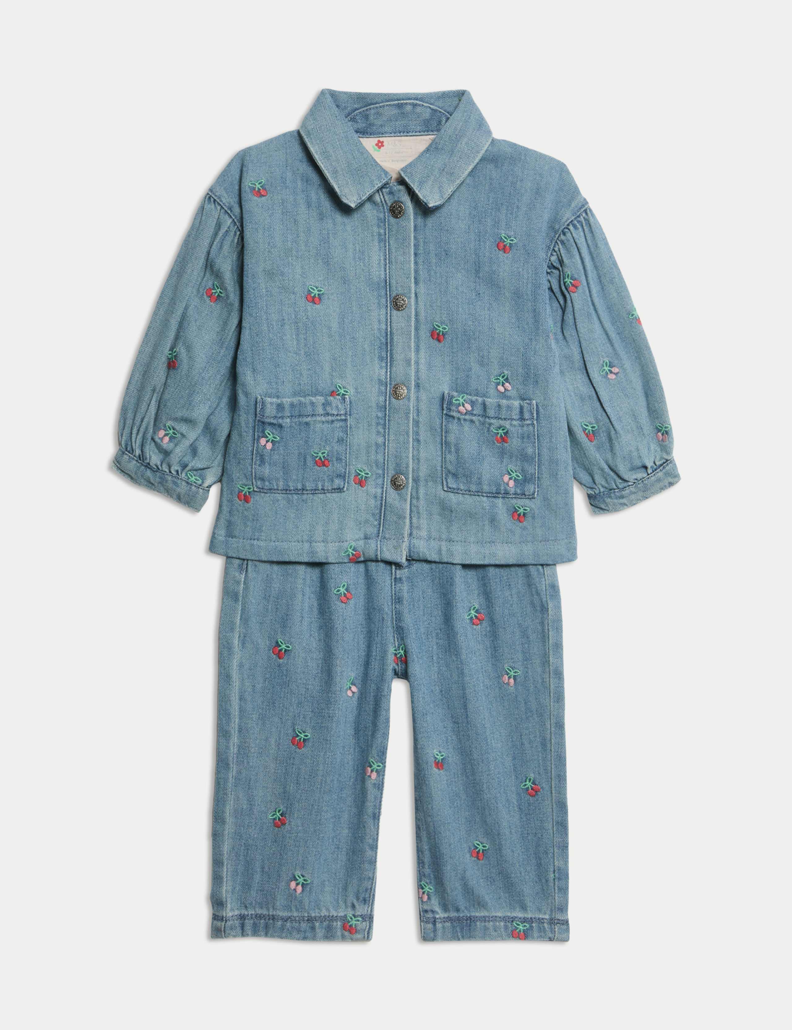 2pc Denim Embroidered Jacket & Jeans Outfit (0-6 Yrs) 1 of 6
