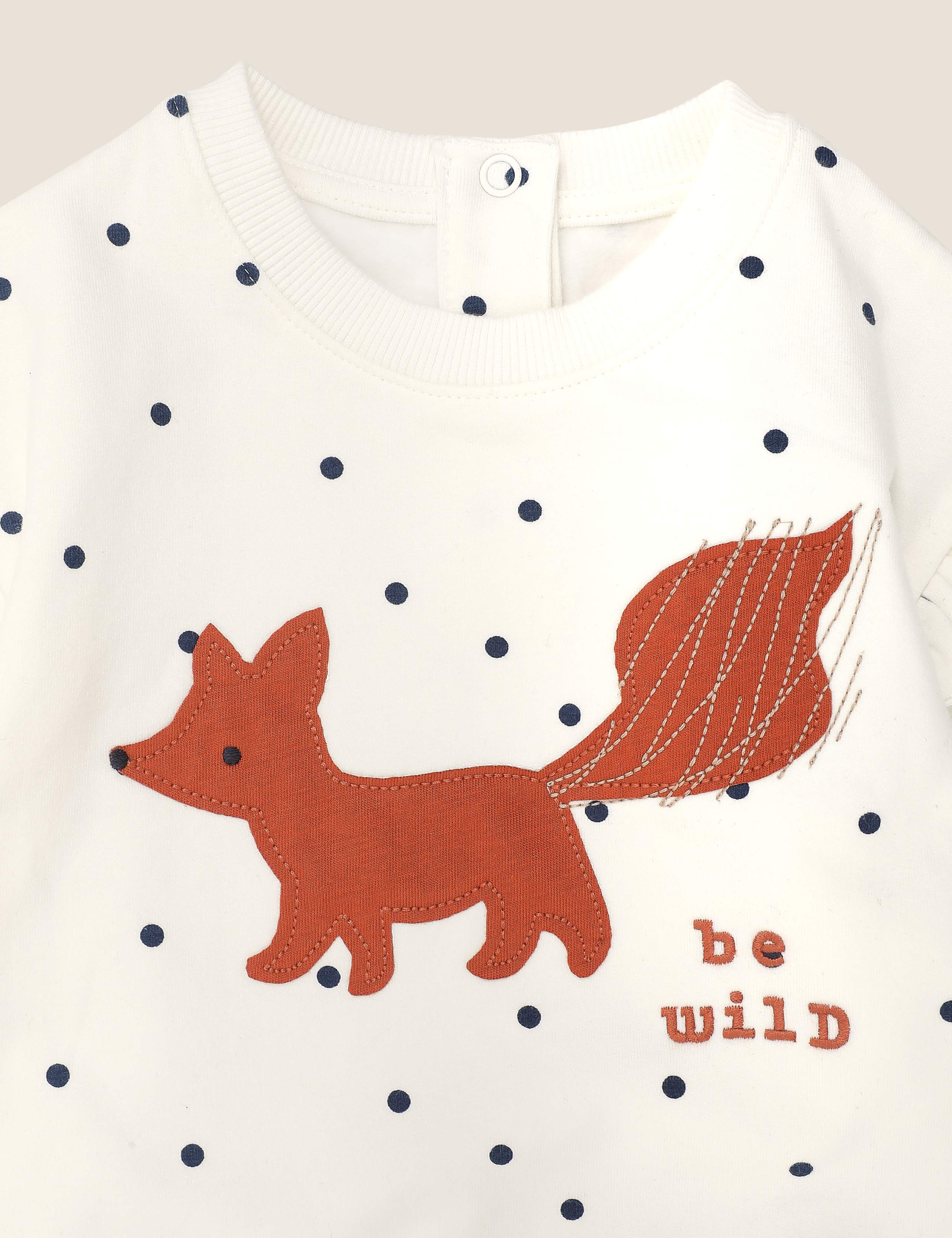 Jersey Spot Print Fox Applique Sweatshirt (0-3 Yrs) 2 of 2