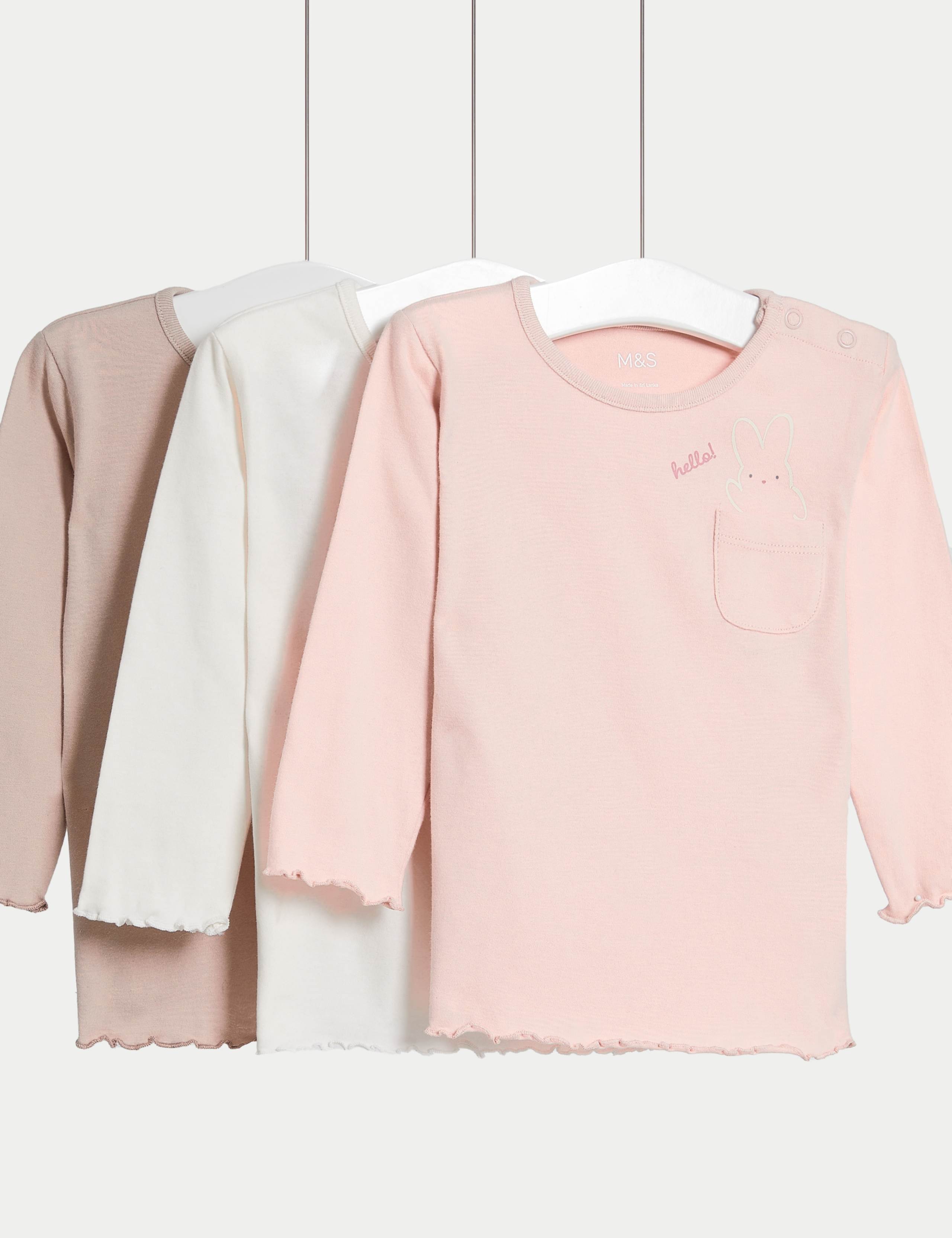 3 Pack Pure Cotton Bunny Tops (0-3 Yrs) 1 of 1