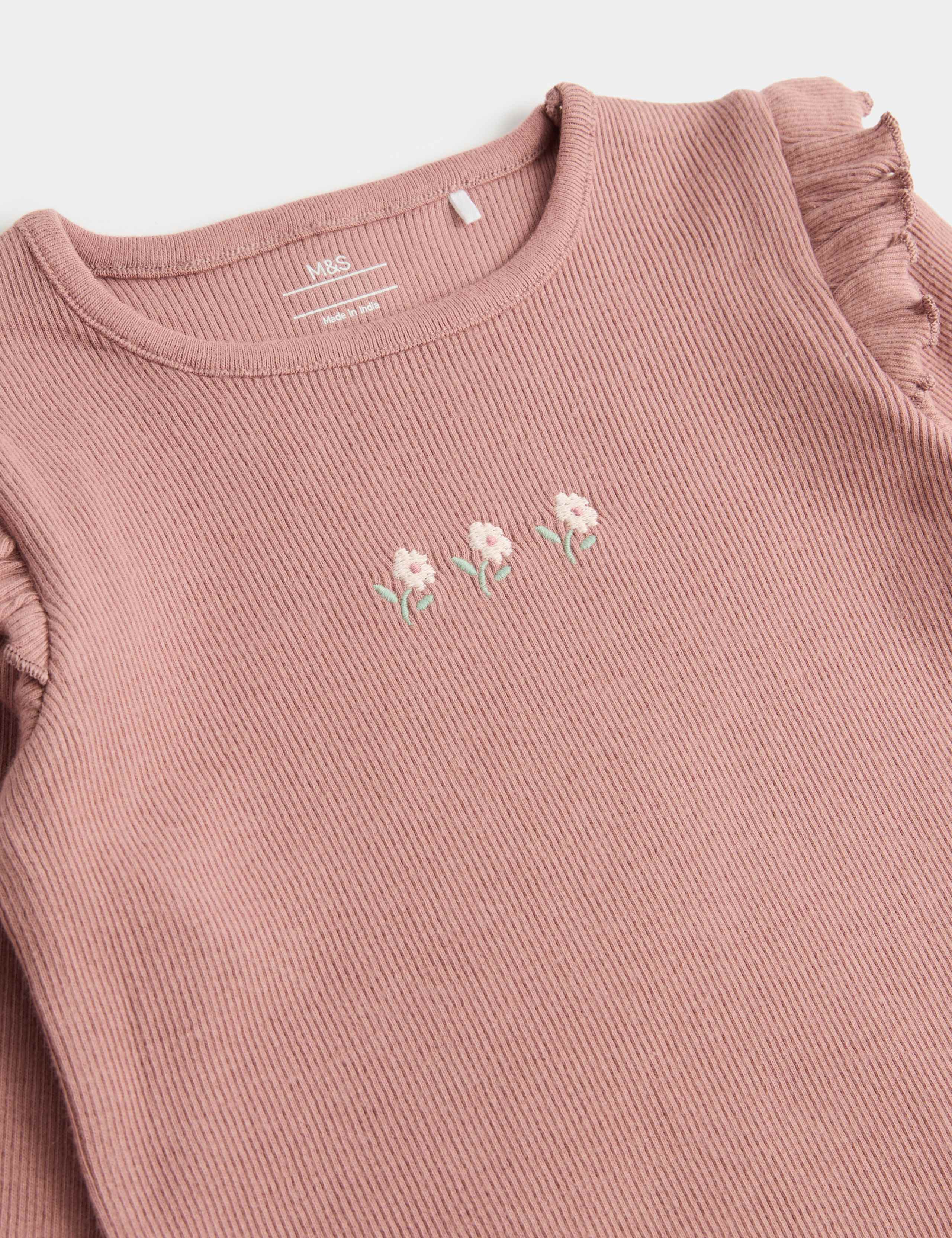 3 Pack Pure Cotton Jersey Floral Tops (0-5 Yrs) 2 of 2