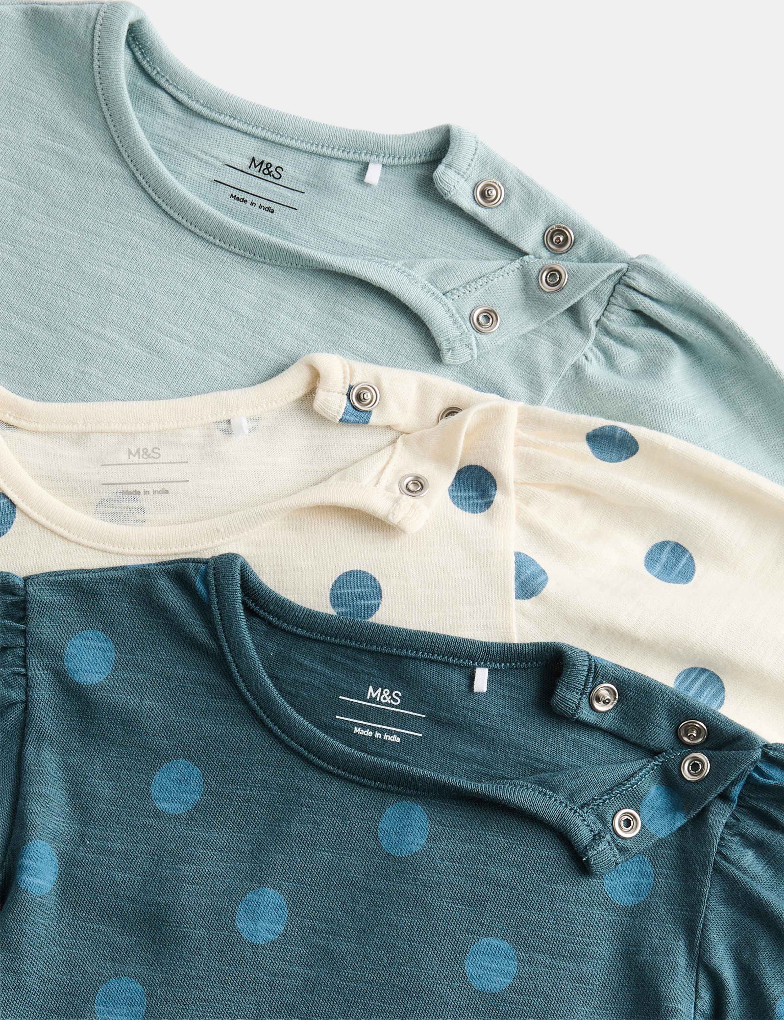 3 Pack Pure Cotton Spotty Tops (0-5 Yrs) 2 of 2