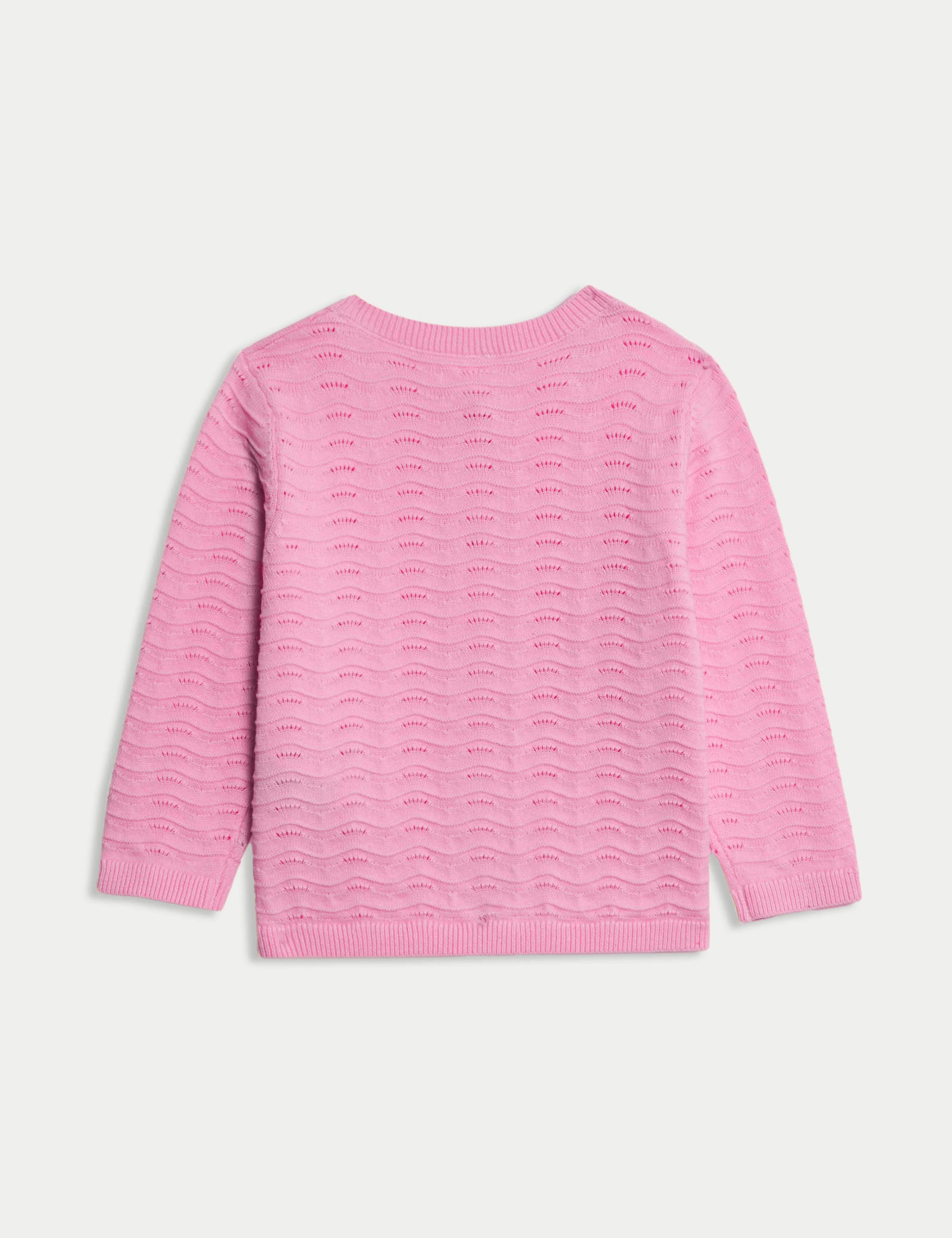 Pure Cotton Pointelle Cardigan (0-3 Yrs) 2 of 3