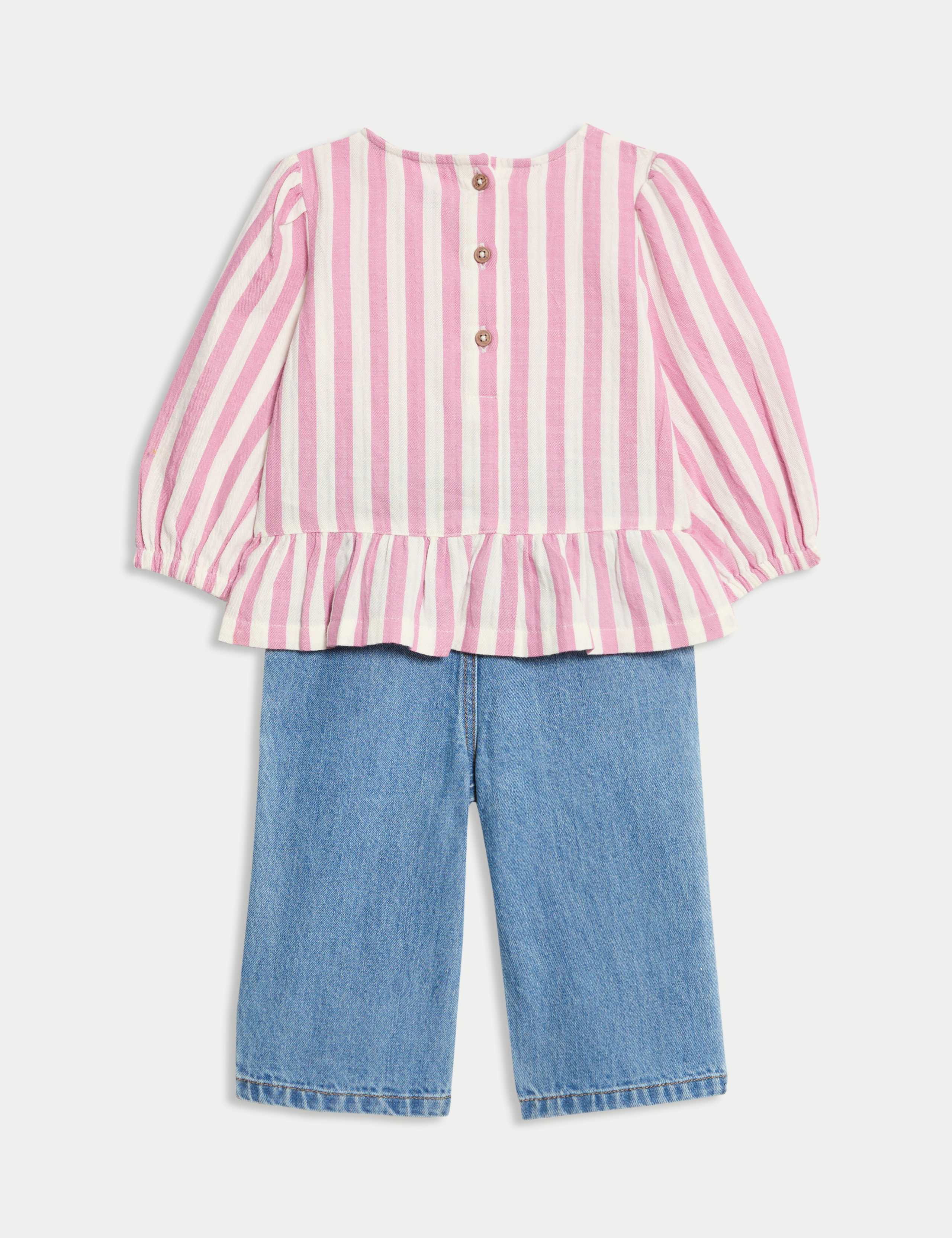 2pc Pure Cotton Striped Top & Jeans Outfit (0-6 Yrs) 3 of 7