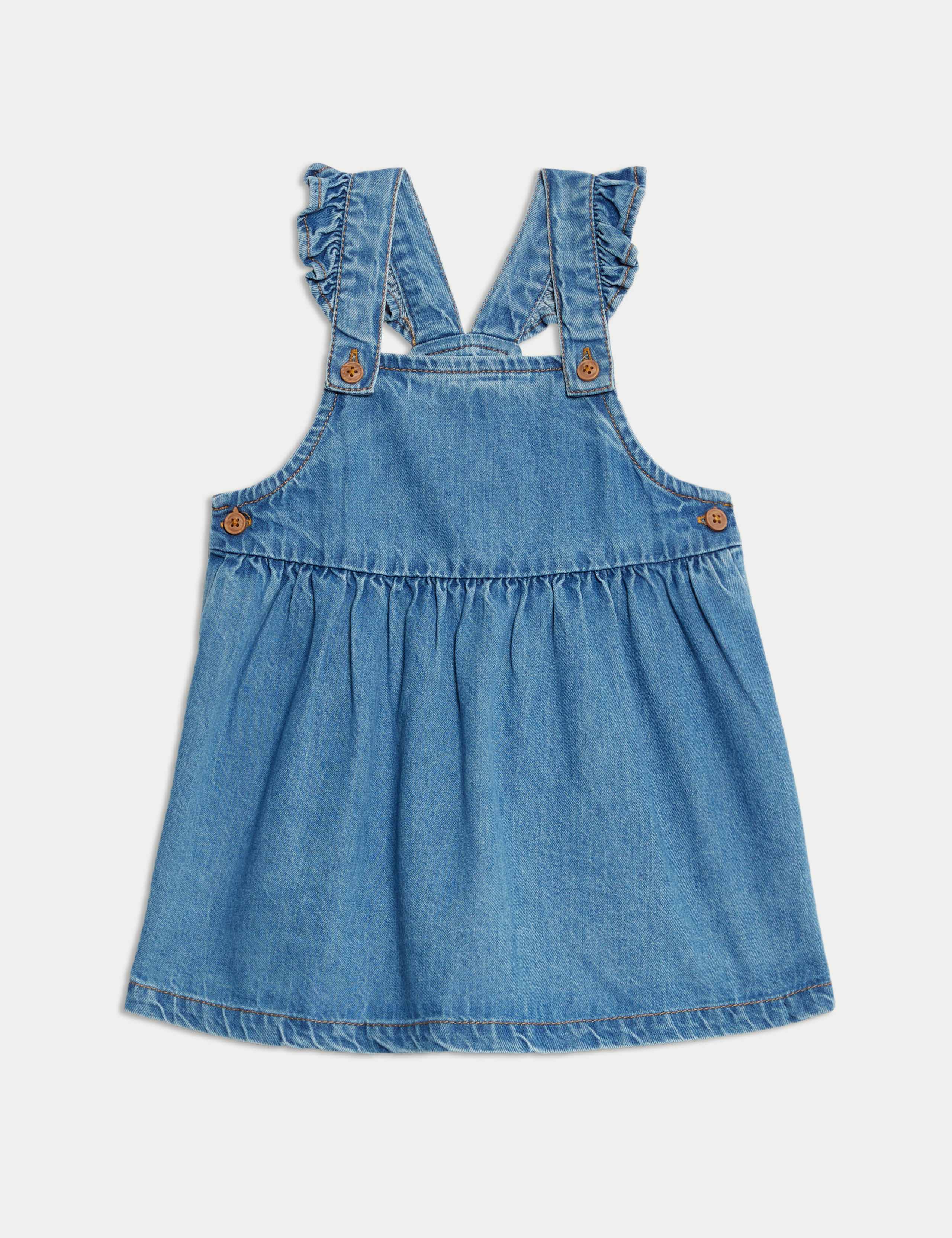2pc Pure Cotton Denim Pinafore Outfit (0-3 Yrs) 3 of 6