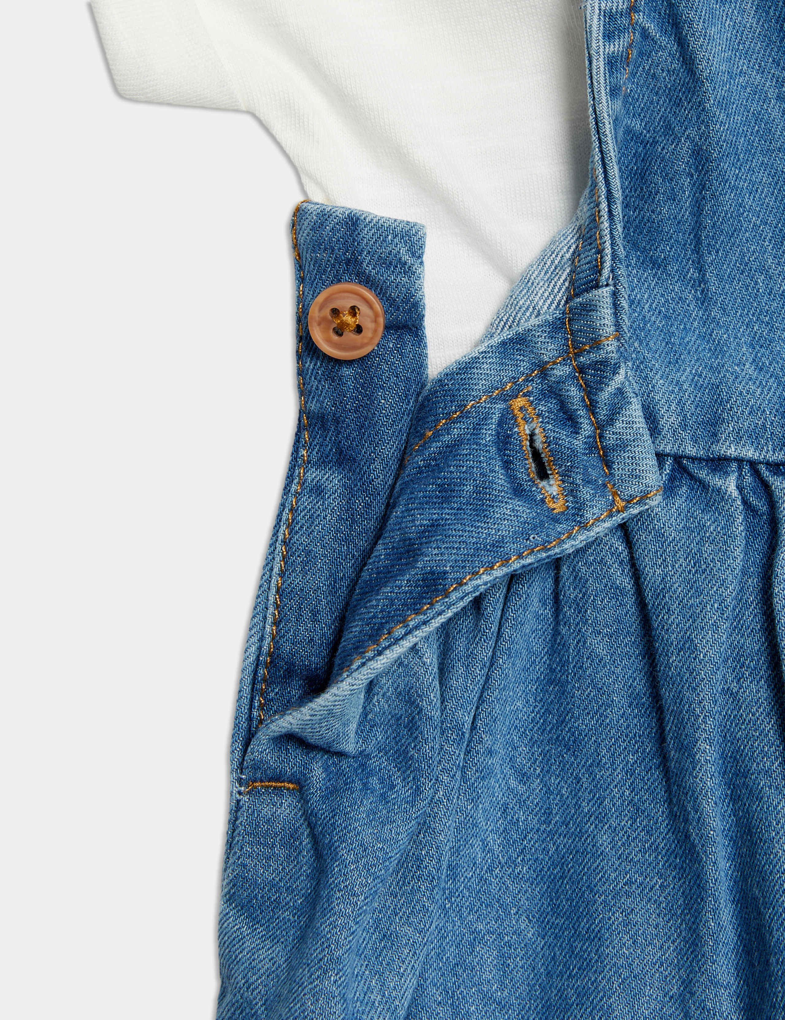 2pc Pure Cotton Denim Pinafore Outfit (0-3 Yrs) 6 of 6