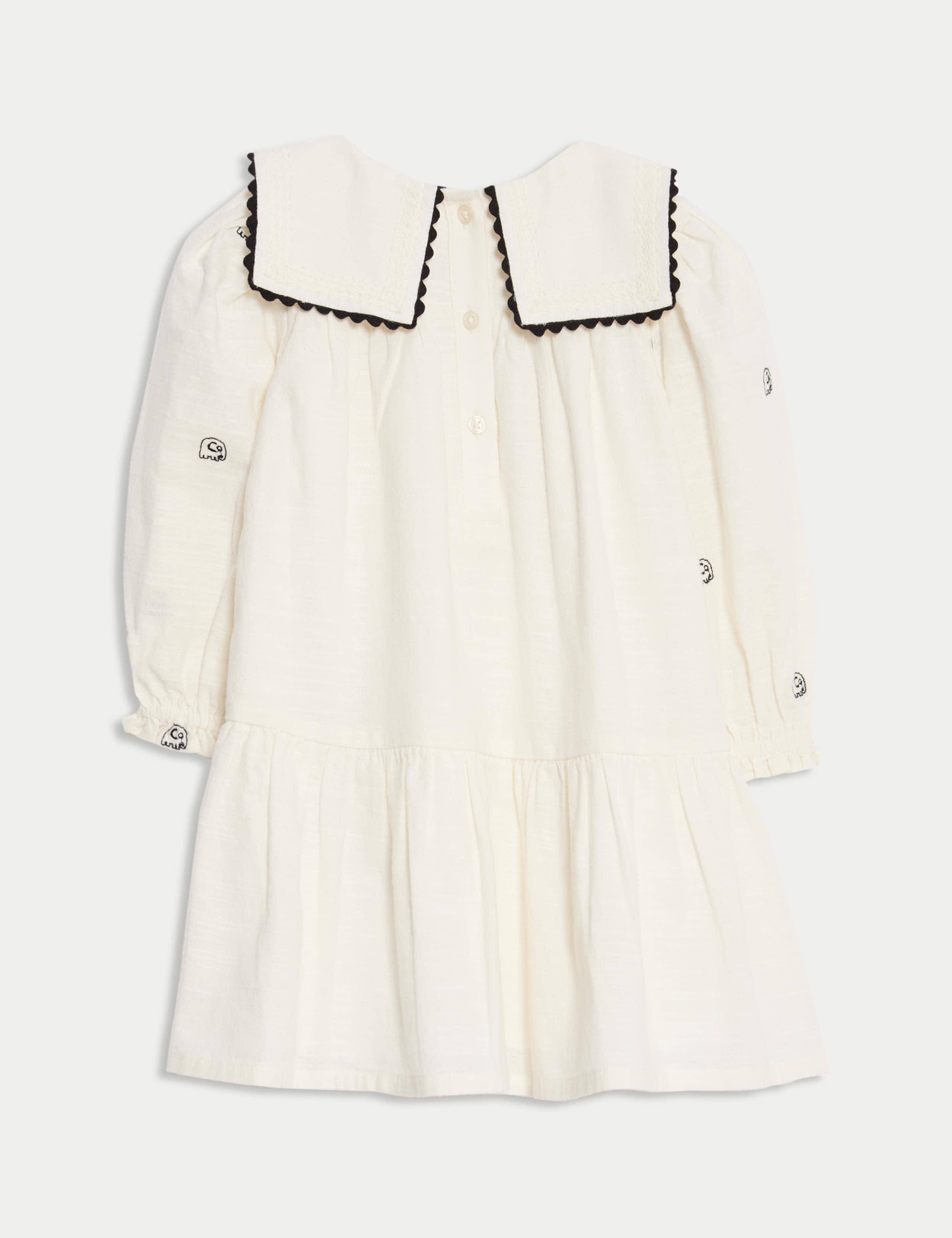 Elephant Embroidered Collared Dress (0-6 Ys) 2 of 3