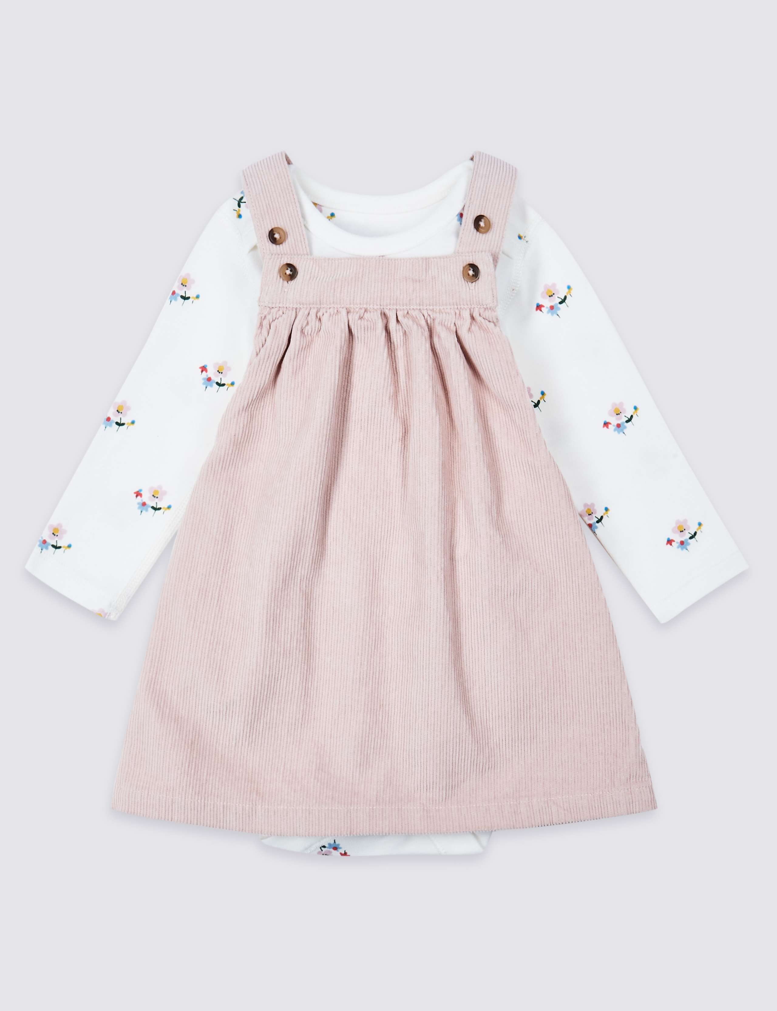 2 Piece  Cotton Cord Pinny Dress & Bodysuit 1 of 6