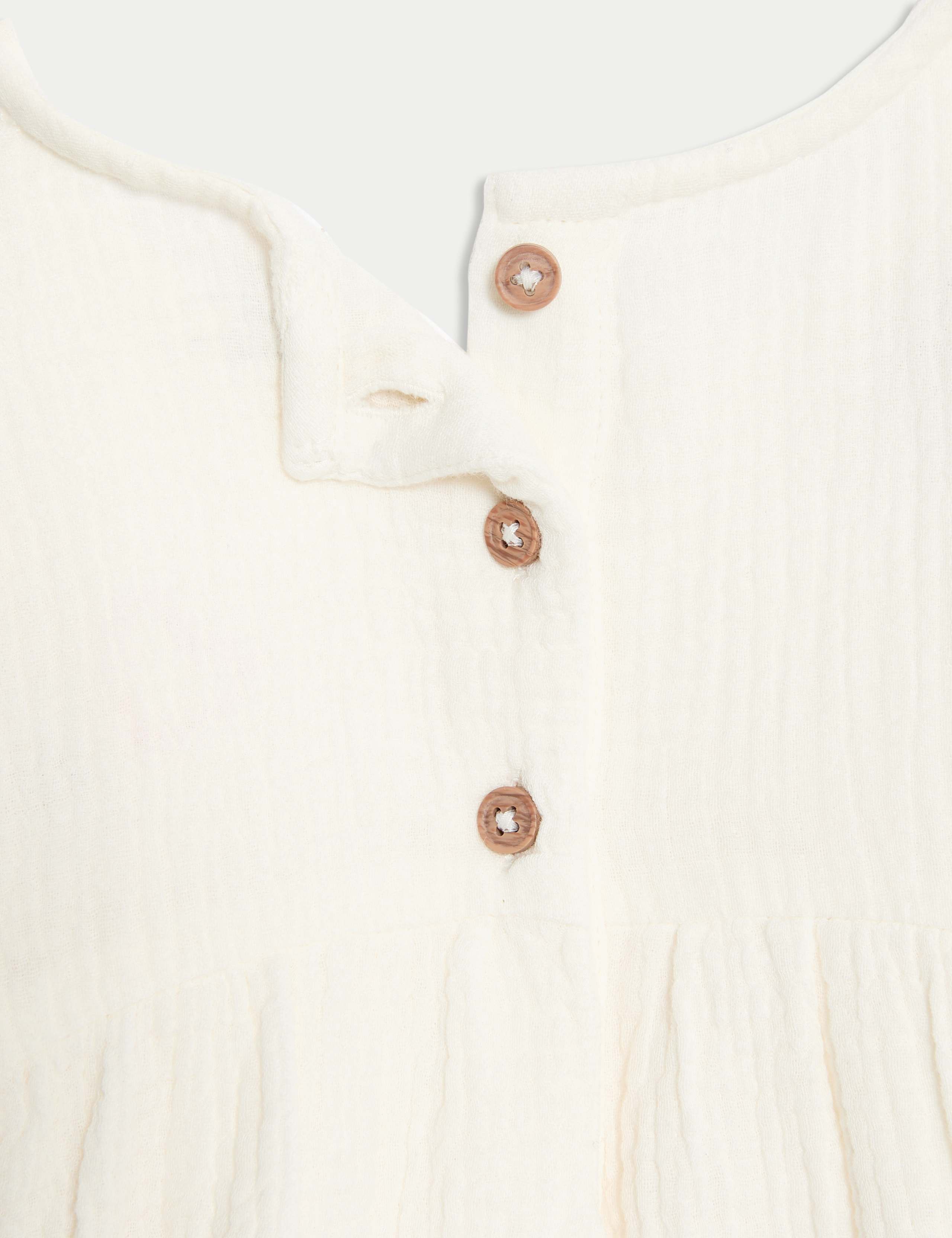 Pure Cotton Embroidered Puff Sleeve Dress (0-6 Yrs) 3 of 3