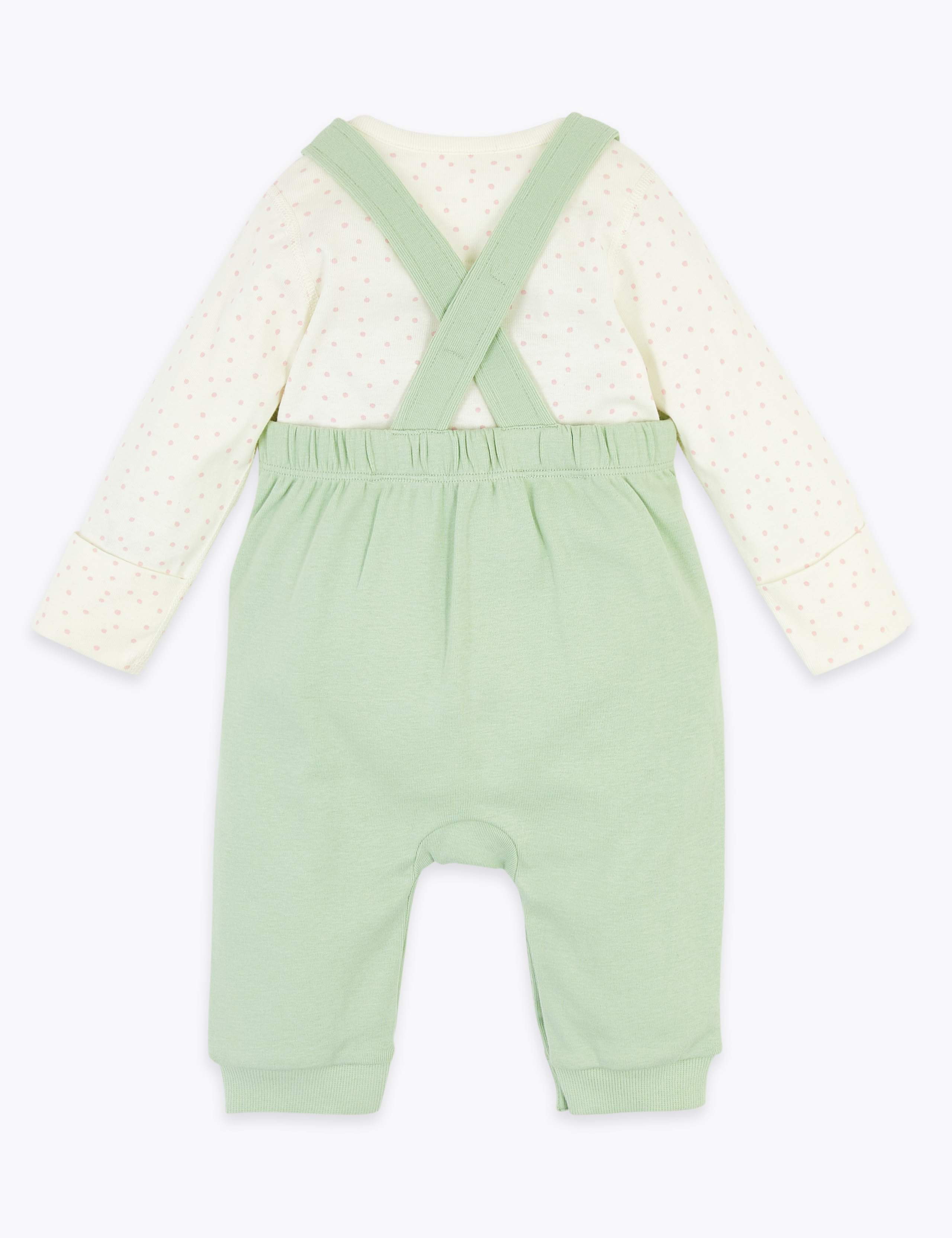 2pc Cotton Duck Dungarees Outfit (7lbs-12 Mths) 2 of 6
