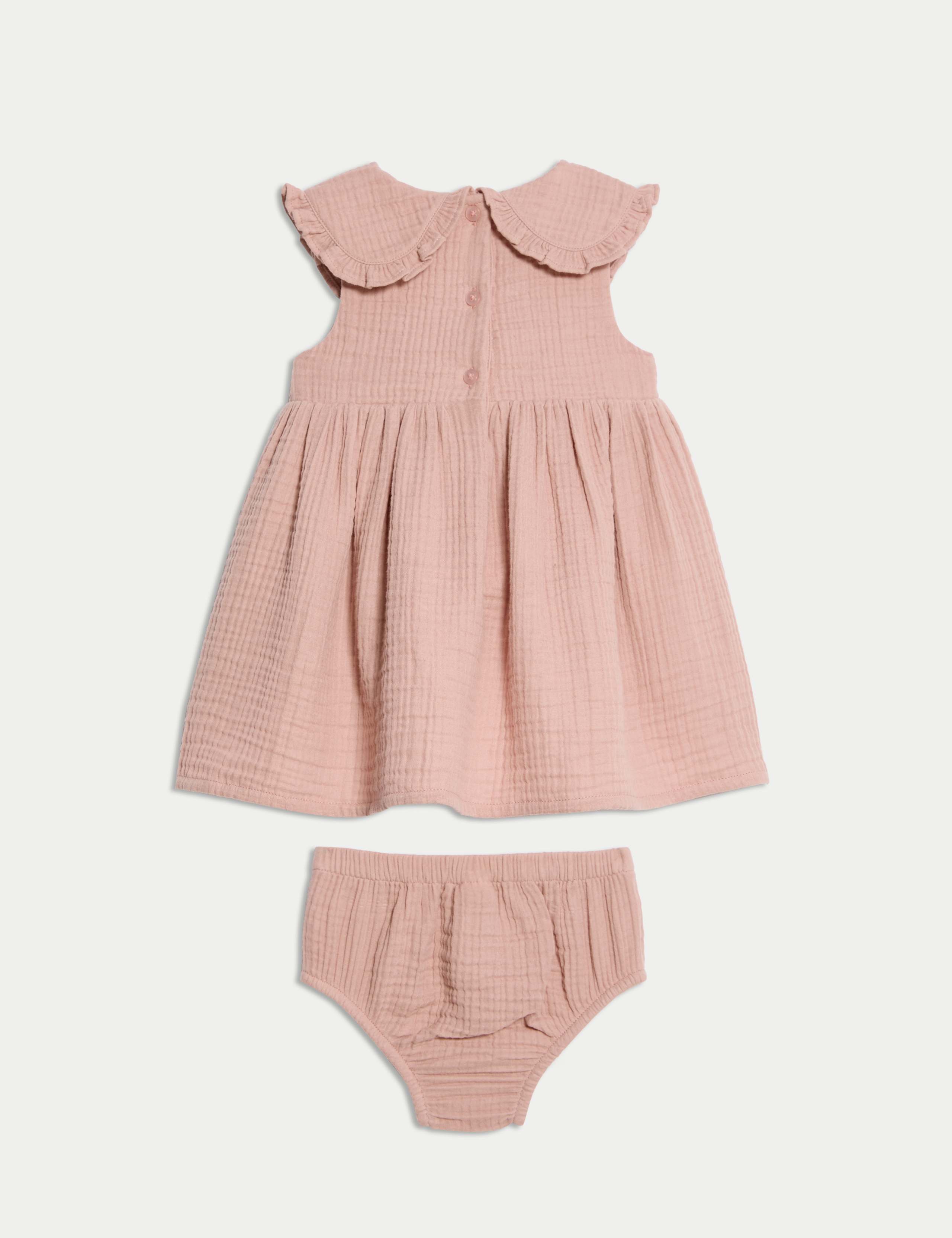 2pc Pure Cotton Collar Dress With Knickers (0-3 Yrs) 2 of 5