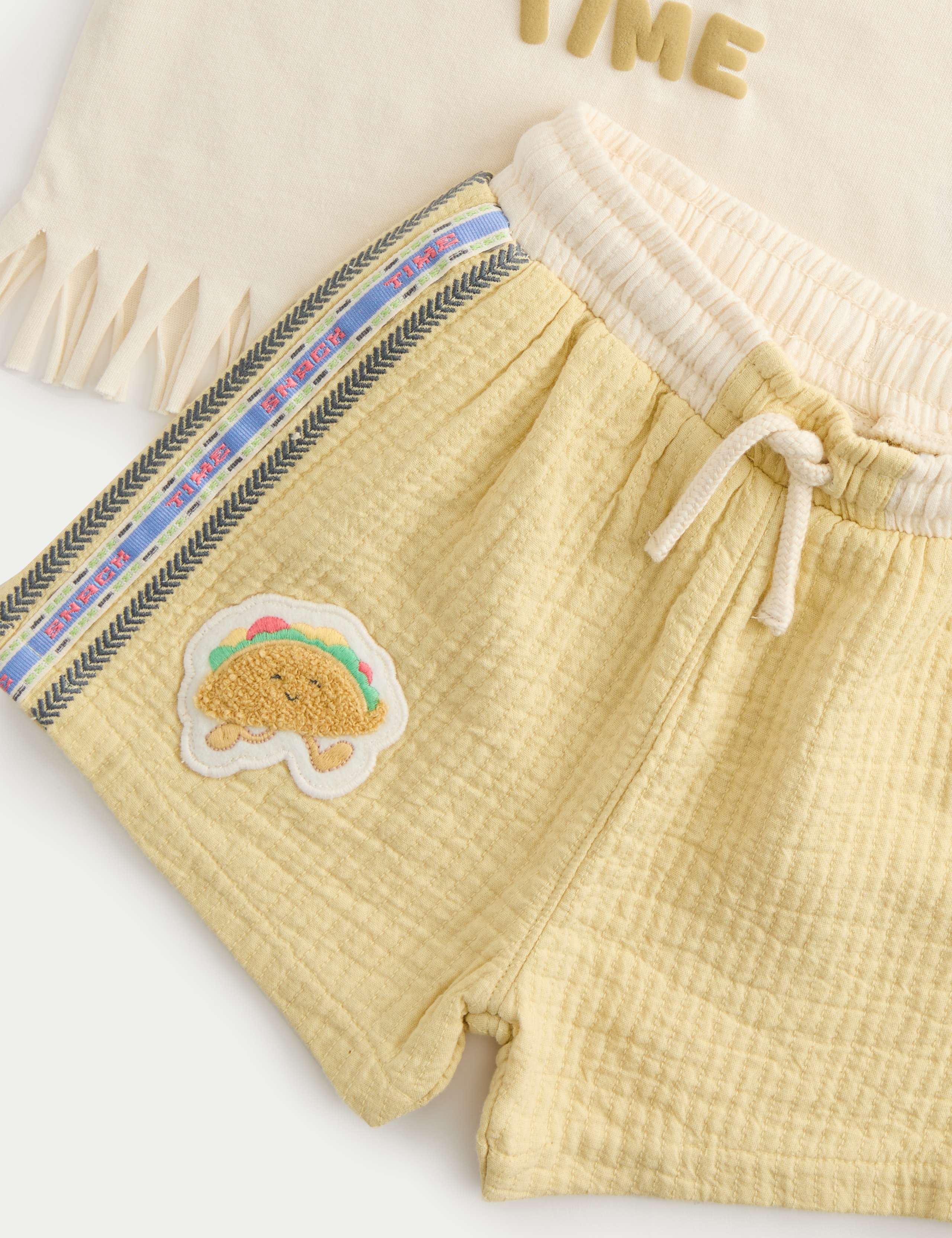 Pure Cotton Taco Fringe T-shirt and Shorts (0-5 Yrs) 2 of 3