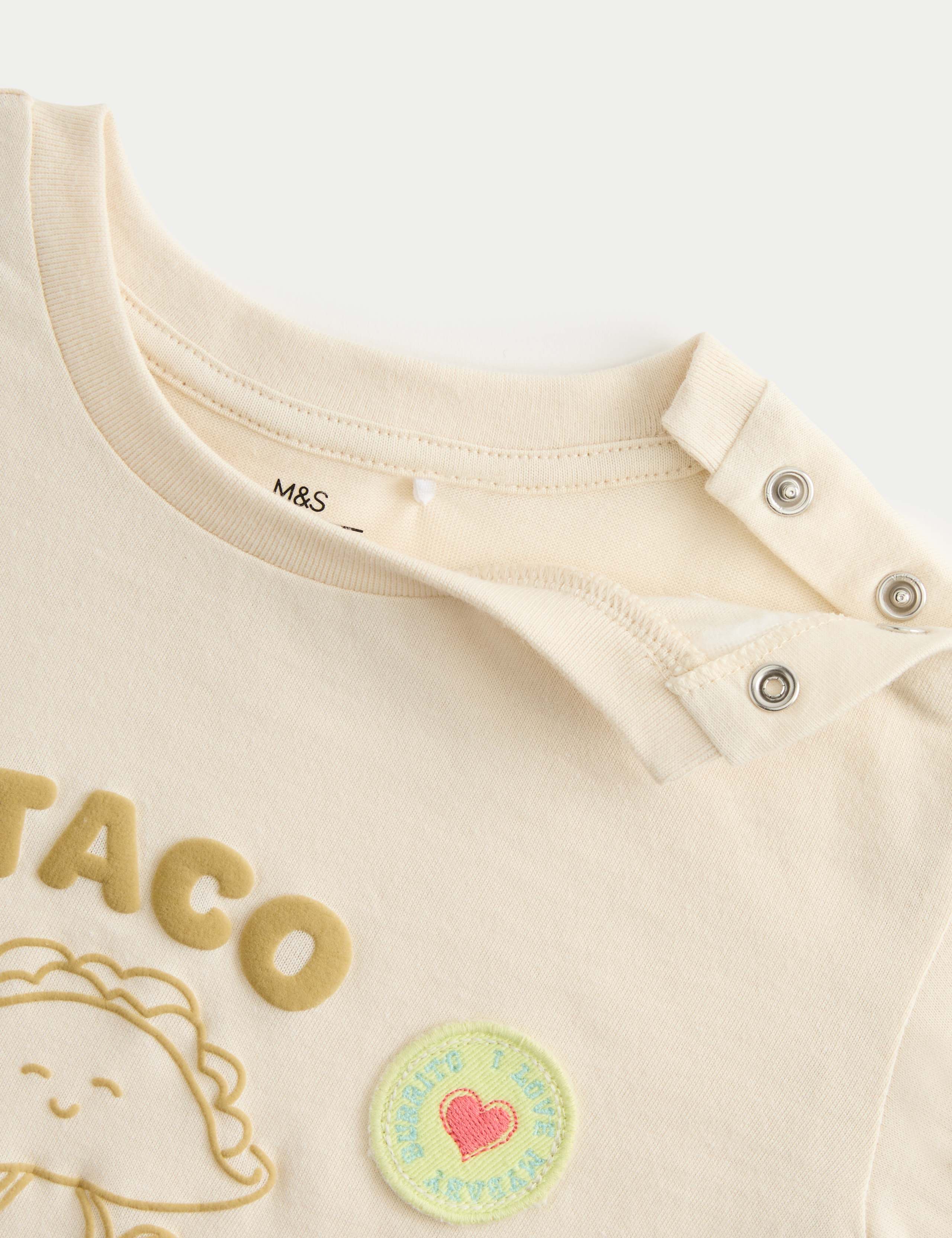 Pure Cotton Taco Fringe T-shirt and Shorts (0-5 Yrs) 3 of 3