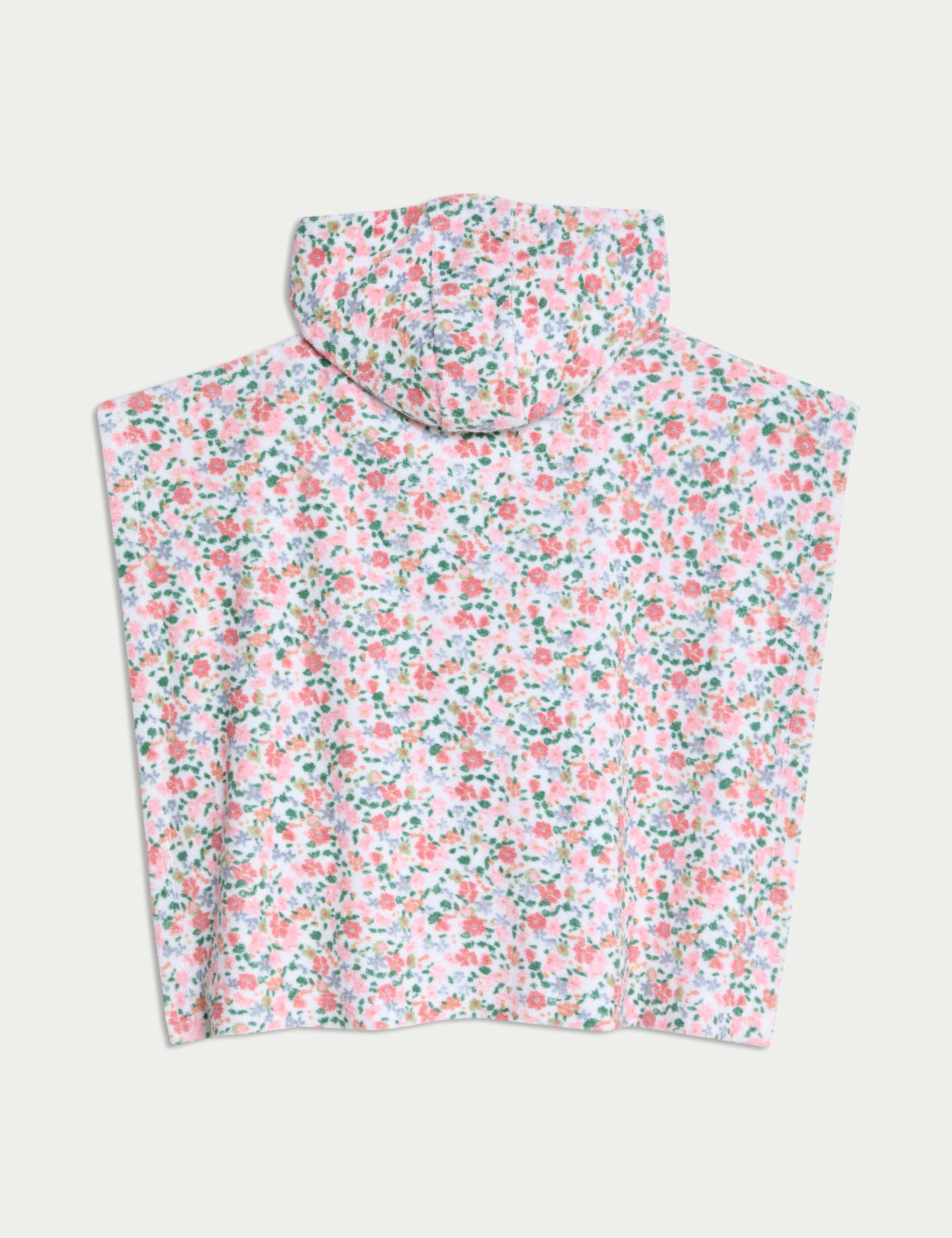 Pure Cotton Towelling Ditsy Floral Poncho (0-26 Mths) 2 of 3