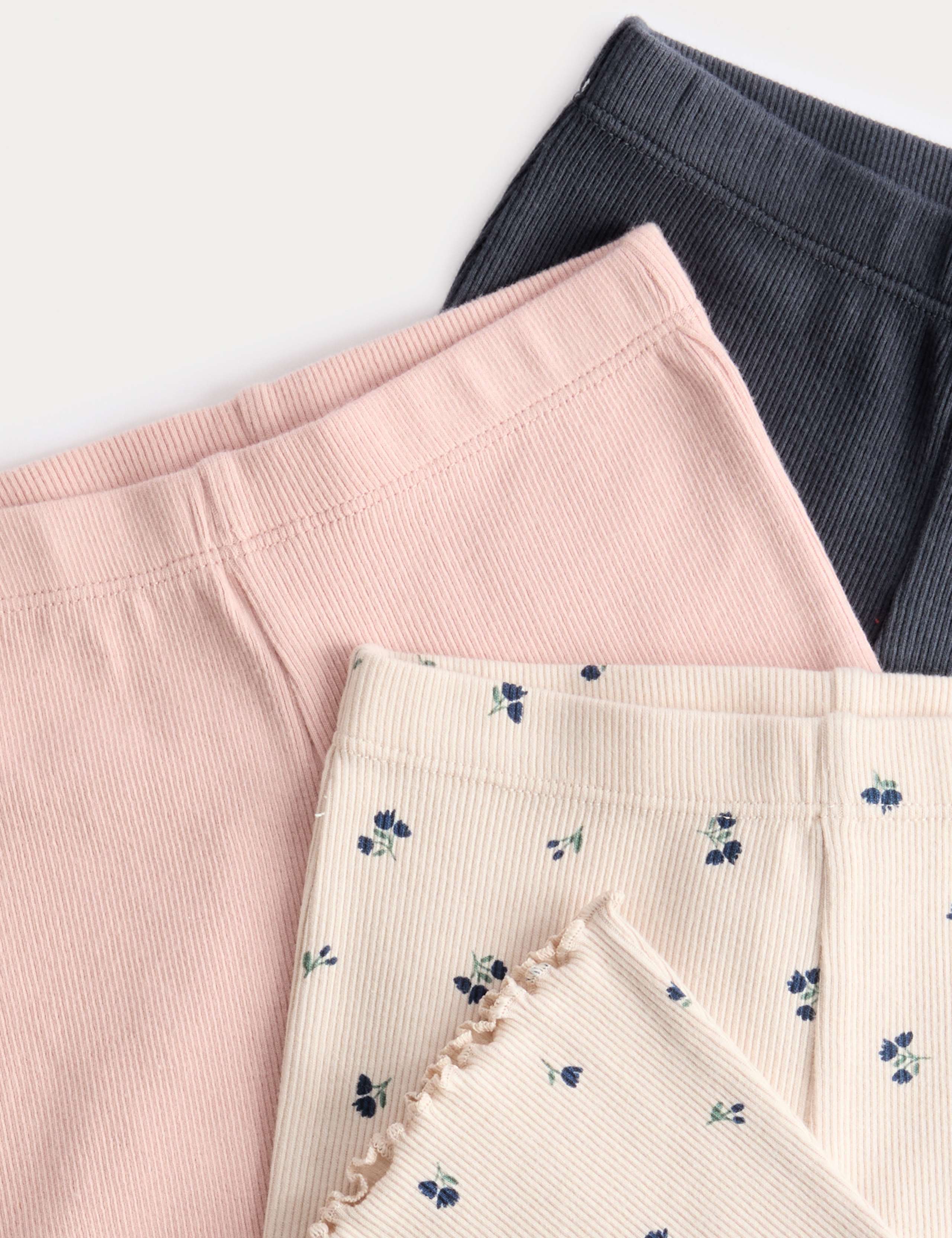 3pk Cotton Rich Ditsy & Plain Flared Leggings (0-3 Yrs) 2 of 2