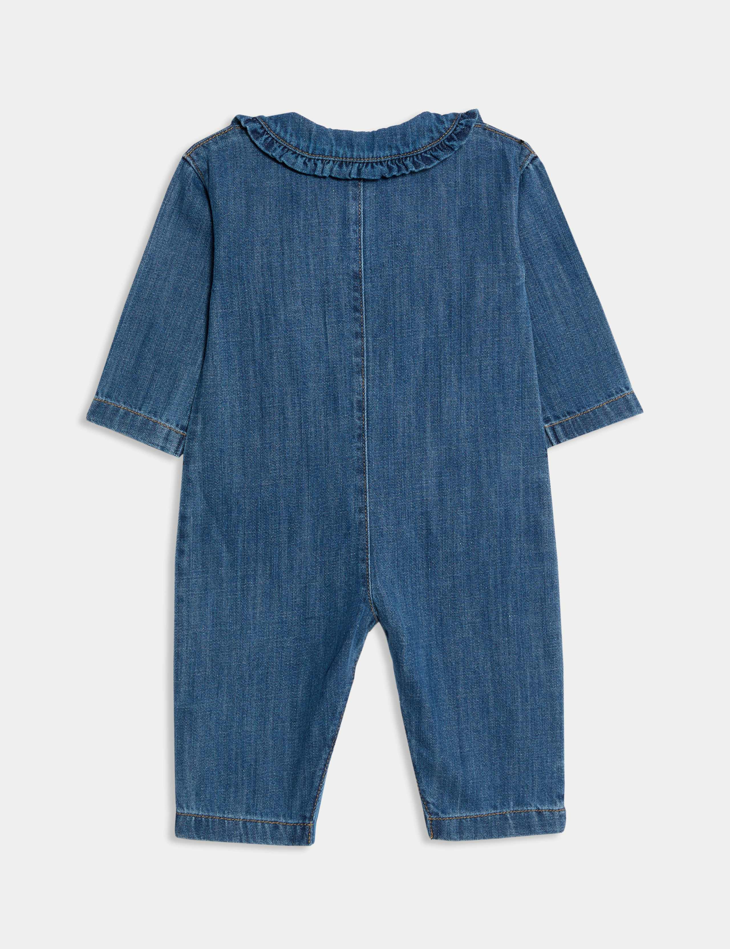 Cotton Rich Denim Heart Jumpsuit (0 Mths - 3 Yrs) 2 of 3