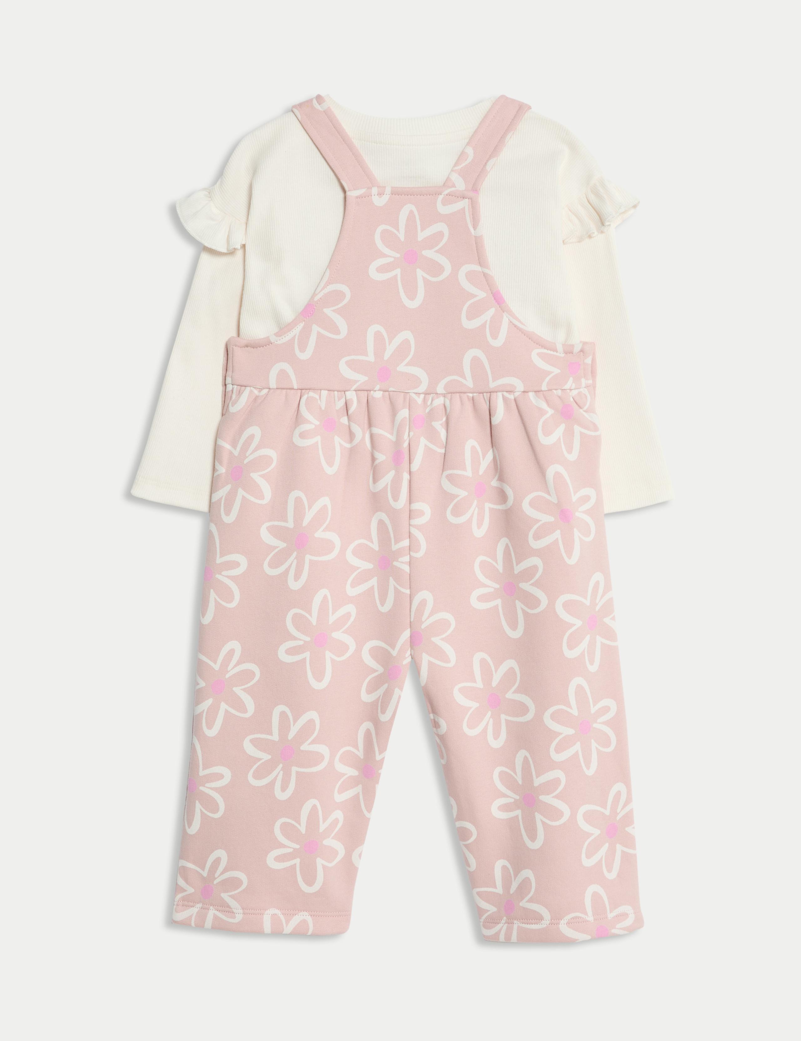 2pc Cotton Rich Floral Dungaree Outfit (0 Mths - 3 Yrs) 2 of 6