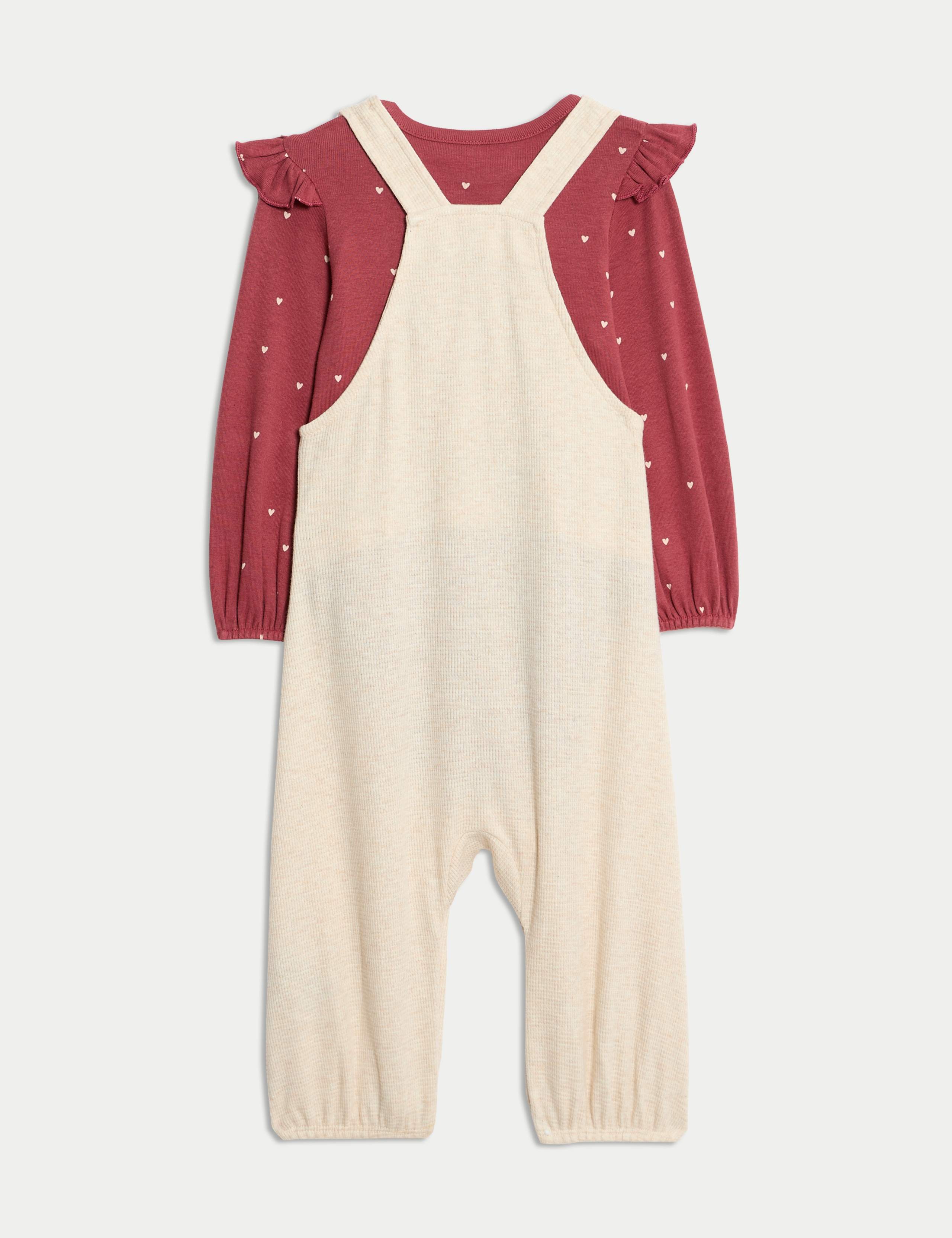 2pc Pure Cotton Heart Dungaree Outfit (0 Mths - 3 Yrs) 2 of 6