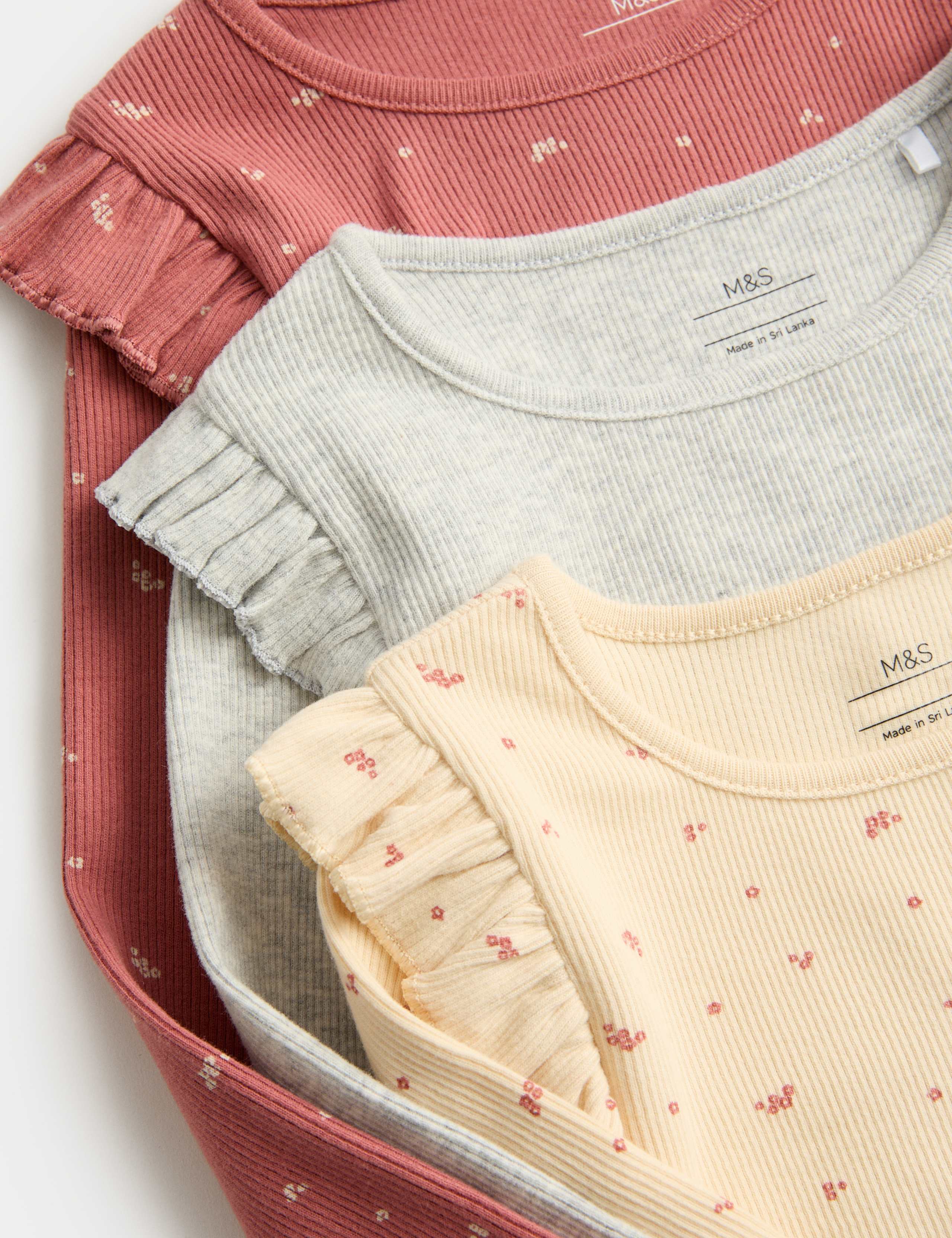 3pk Cotton Rich Ditsy Long Sleeve Tops (0-3 Yrs) 2 of 2