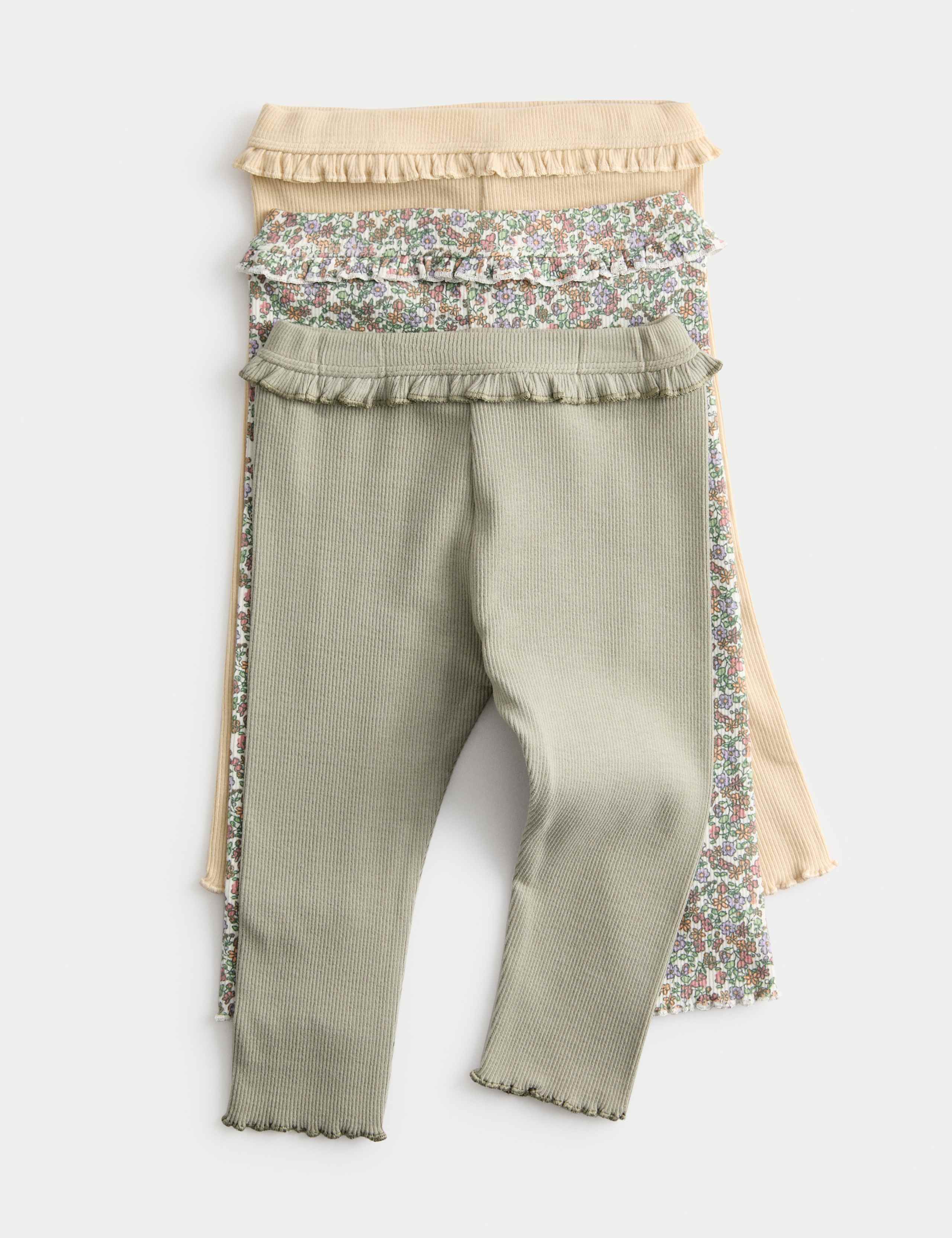 3 Pack Cotton Rich Floral Mix Leggings (0-3 Yrs) 1 of 2