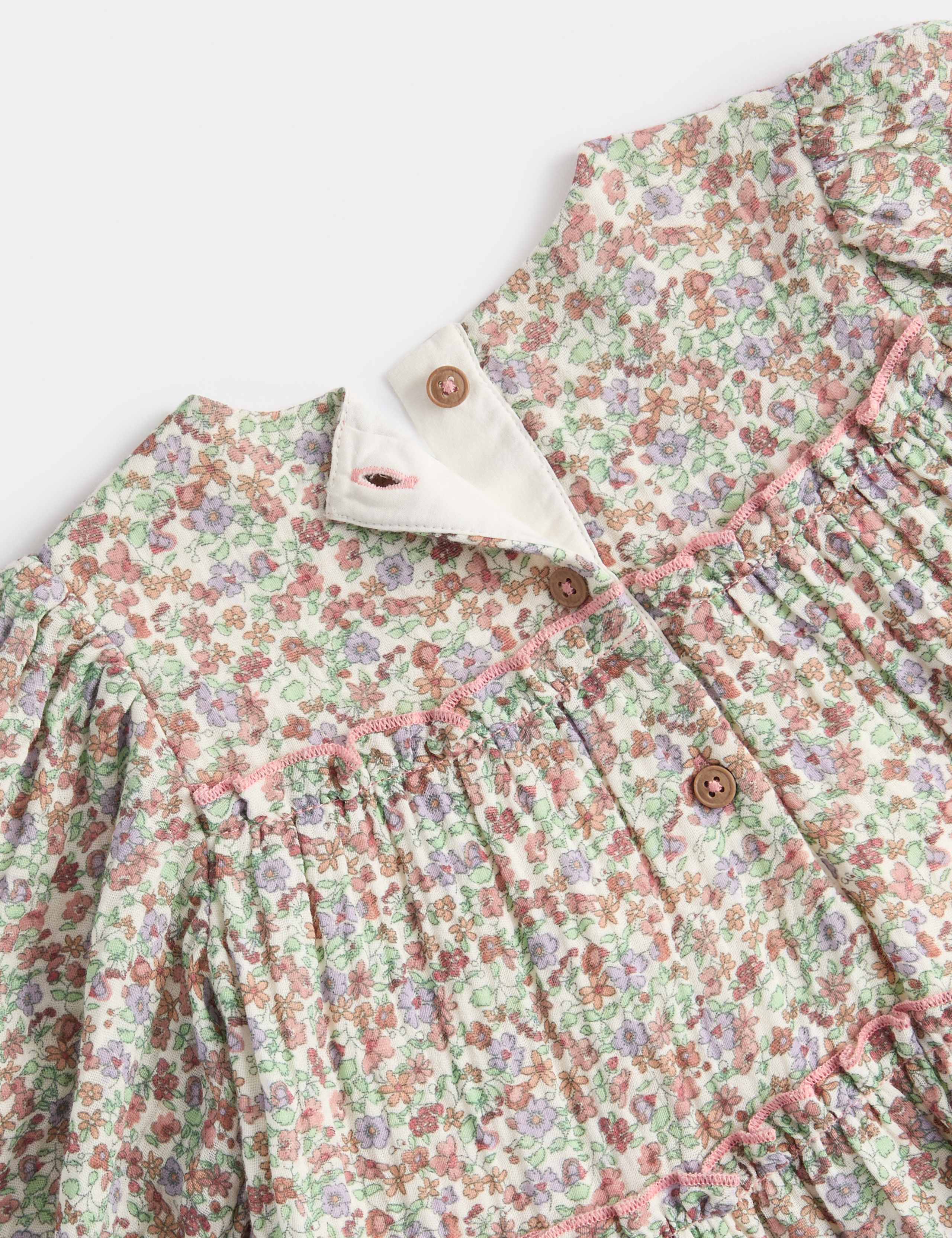 2pc Cotton Ditsy Floral Tiered Dress with Tights (0-6 Yrs) 3 of 3