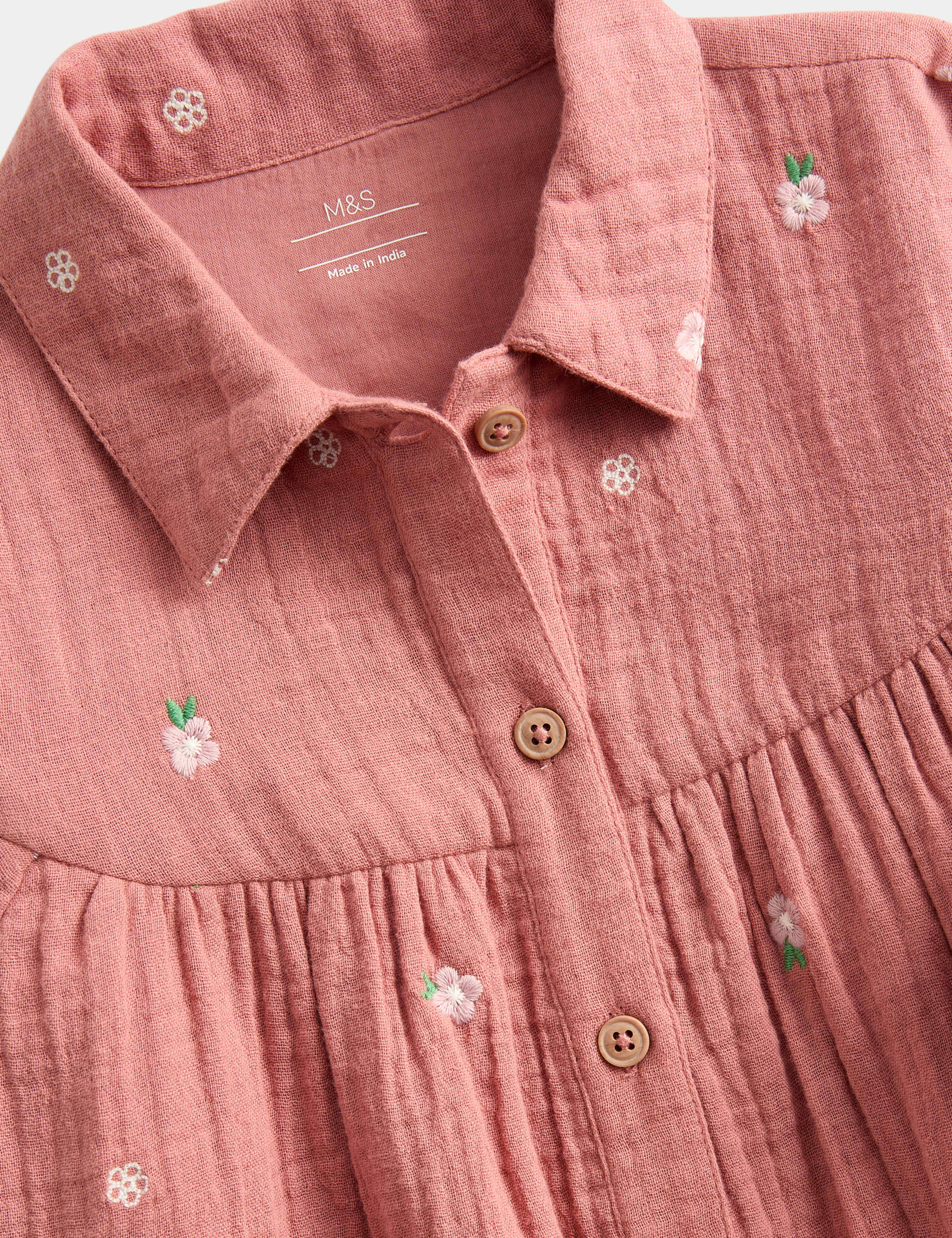 Pure Cotton Embroidered Double Cloth Dress (0 Mths-3 Yrs) 2 of 2
