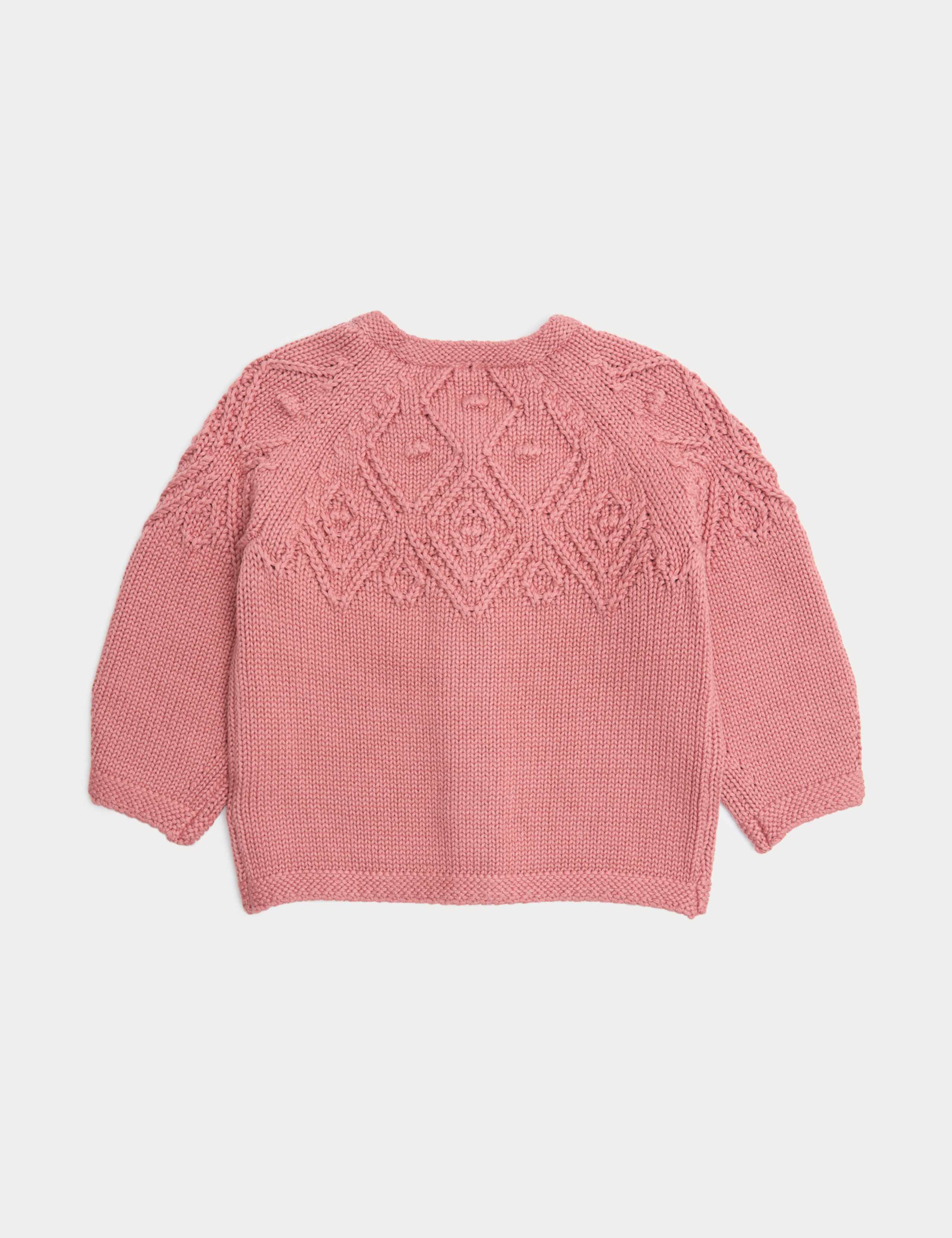 Cotton Bottle Stitch Yoke Cardigan (0-3 Yrs) 2 of 4
