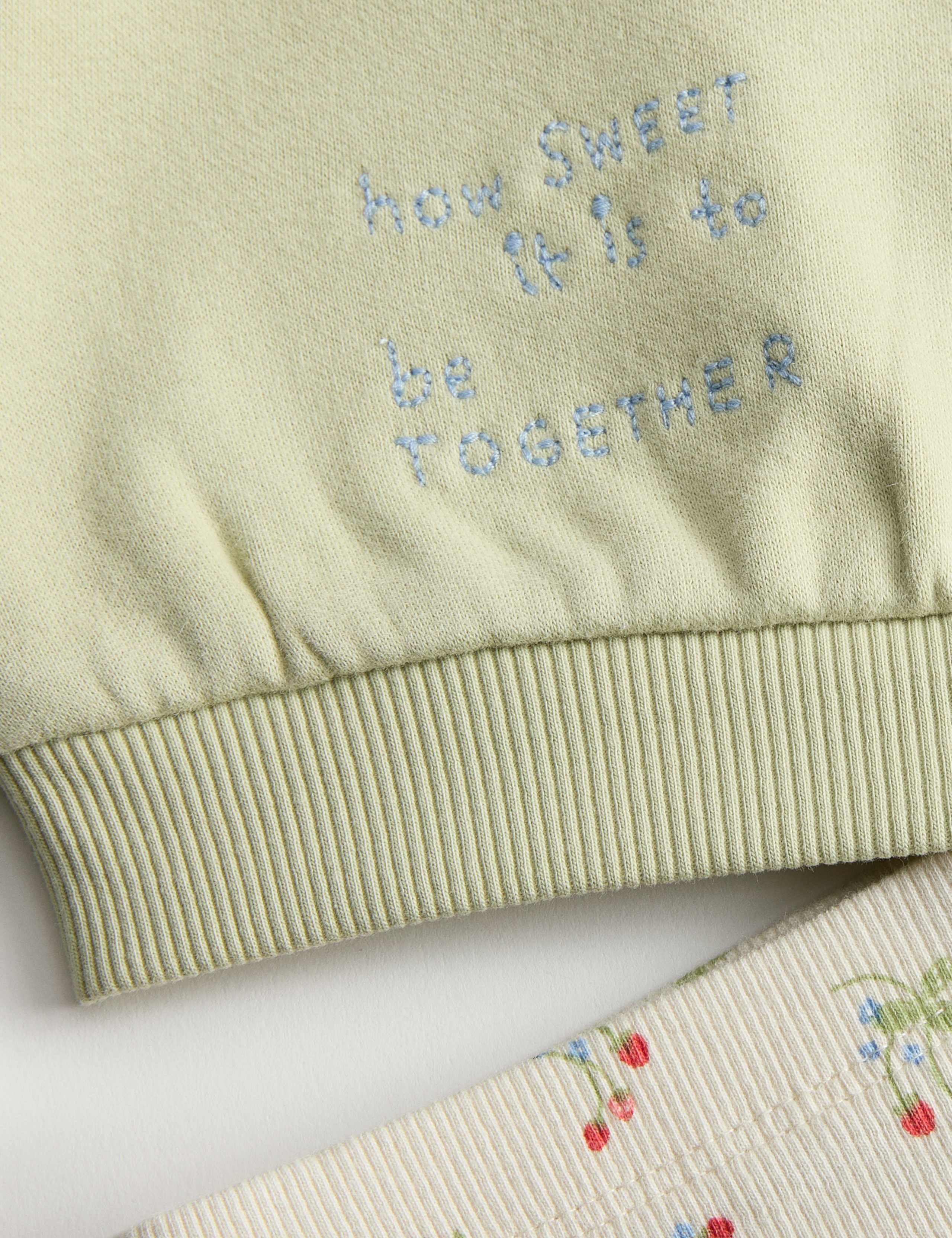 2pc Cotton Rich Embroidered Sweat Outfit (0-3 Yrs) 2 of 3