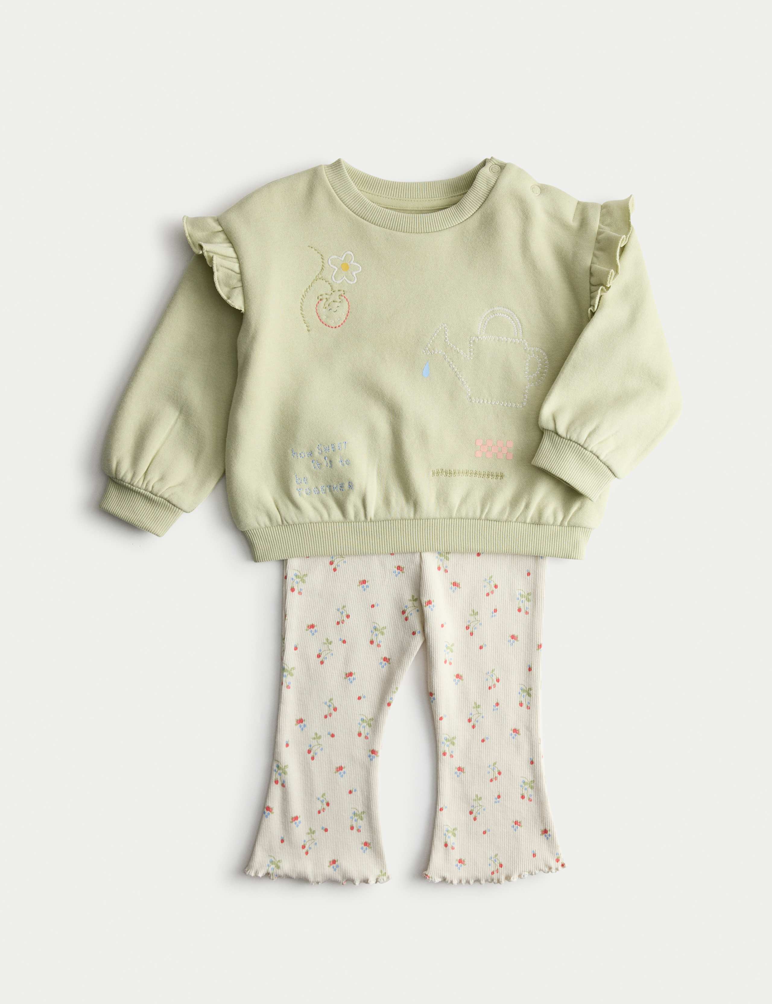 2pc Cotton Rich Embroidered Sweat Outfit (0-3 Yrs) 1 of 3