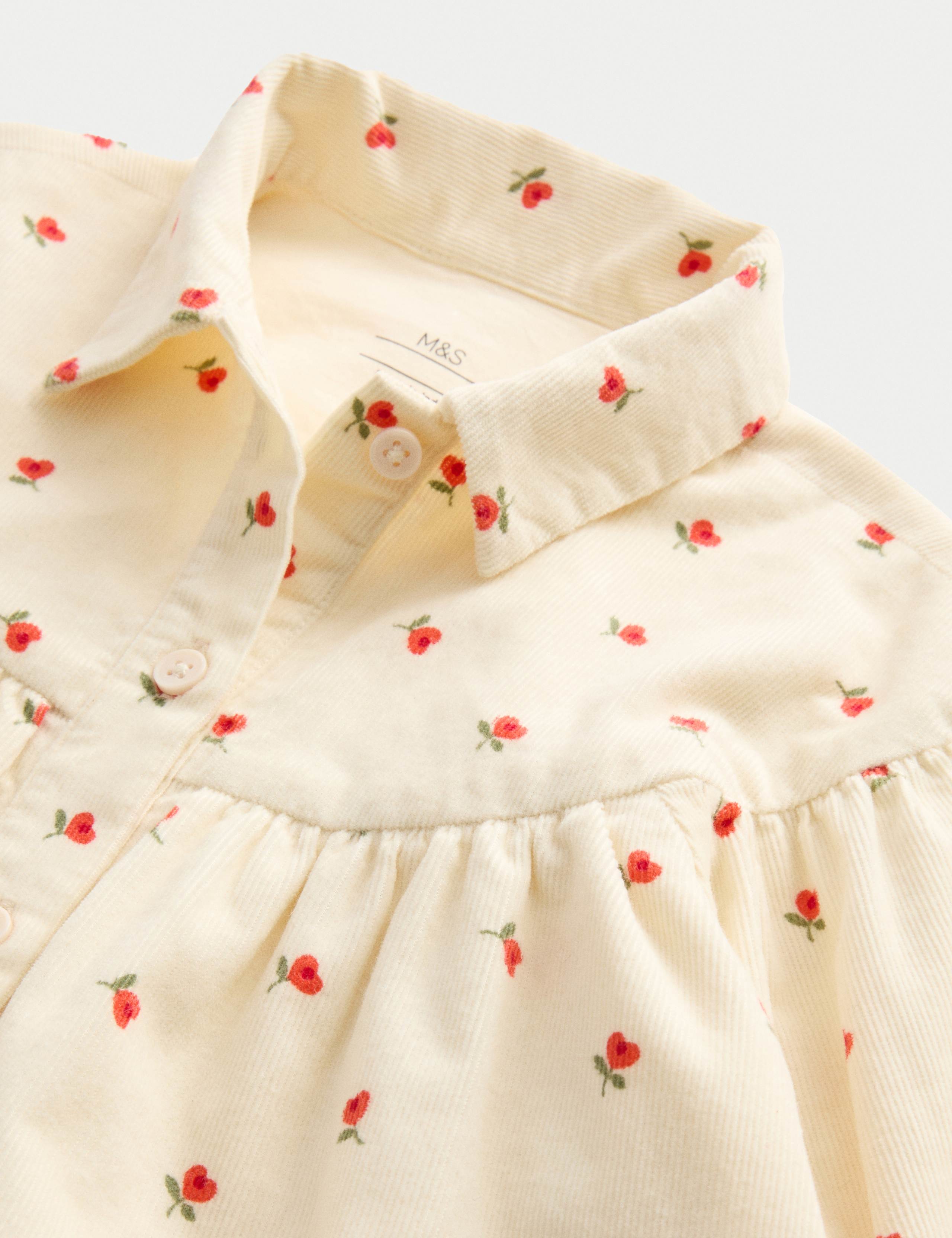 Pure Cotton Cord Rose Print Dress (0 Mths-6 Yrs) 2 of 2