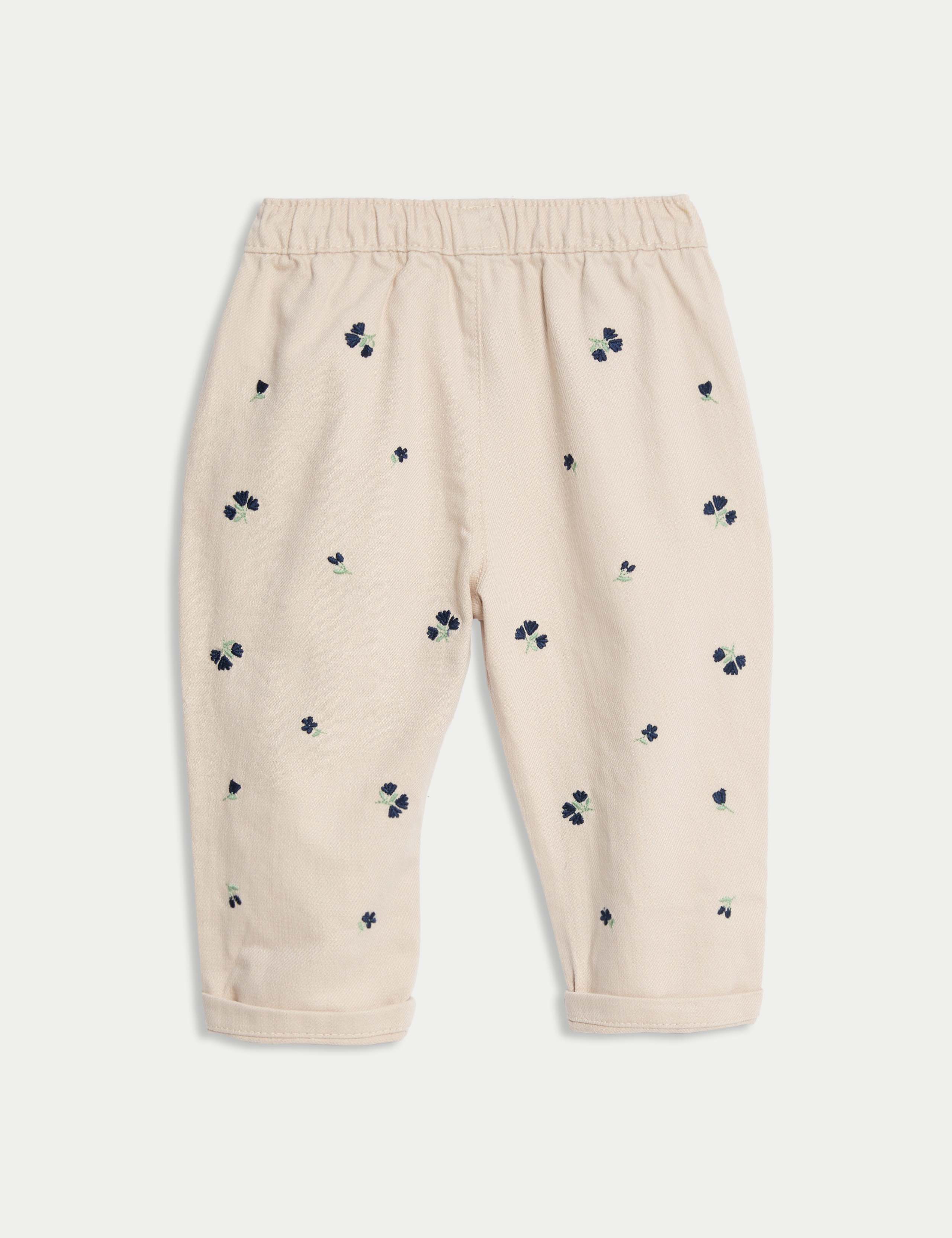 Cotton Rich Floral Embroidered Jeans (0-6 Yrs) 3 of 3