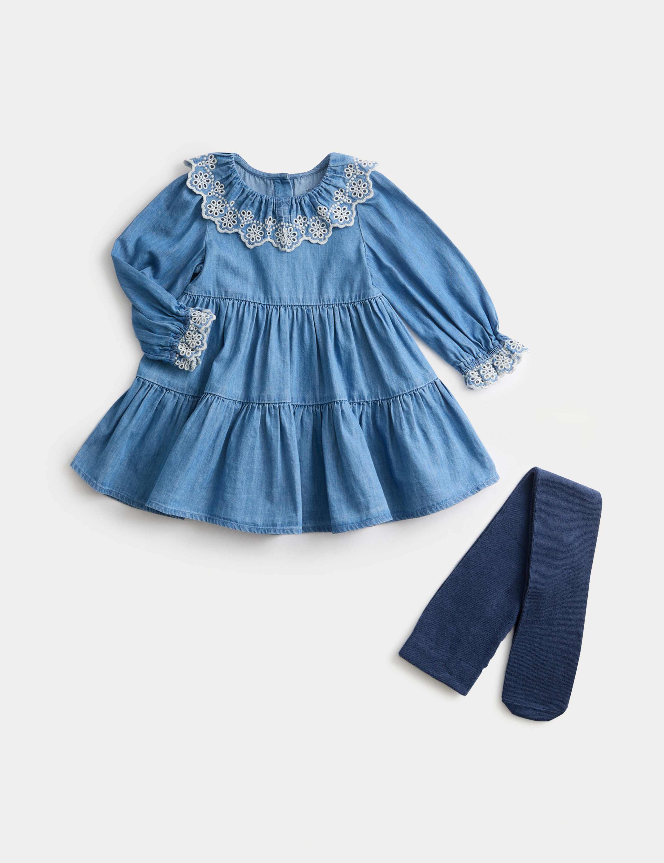 2pc Denim Dress with Tights (0-3 Yrs) 1 of 2